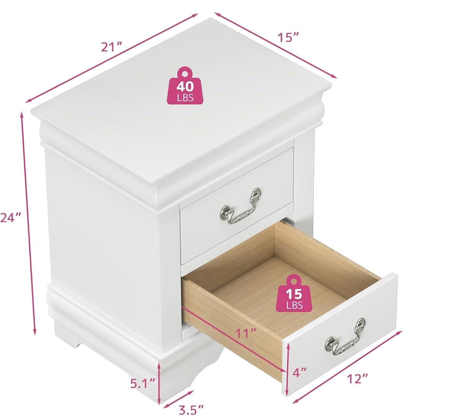 Louis Philippe Night Stand by Furniture of America - Elegant Bedside Table for Bedroom Decor, Storage & Organization
