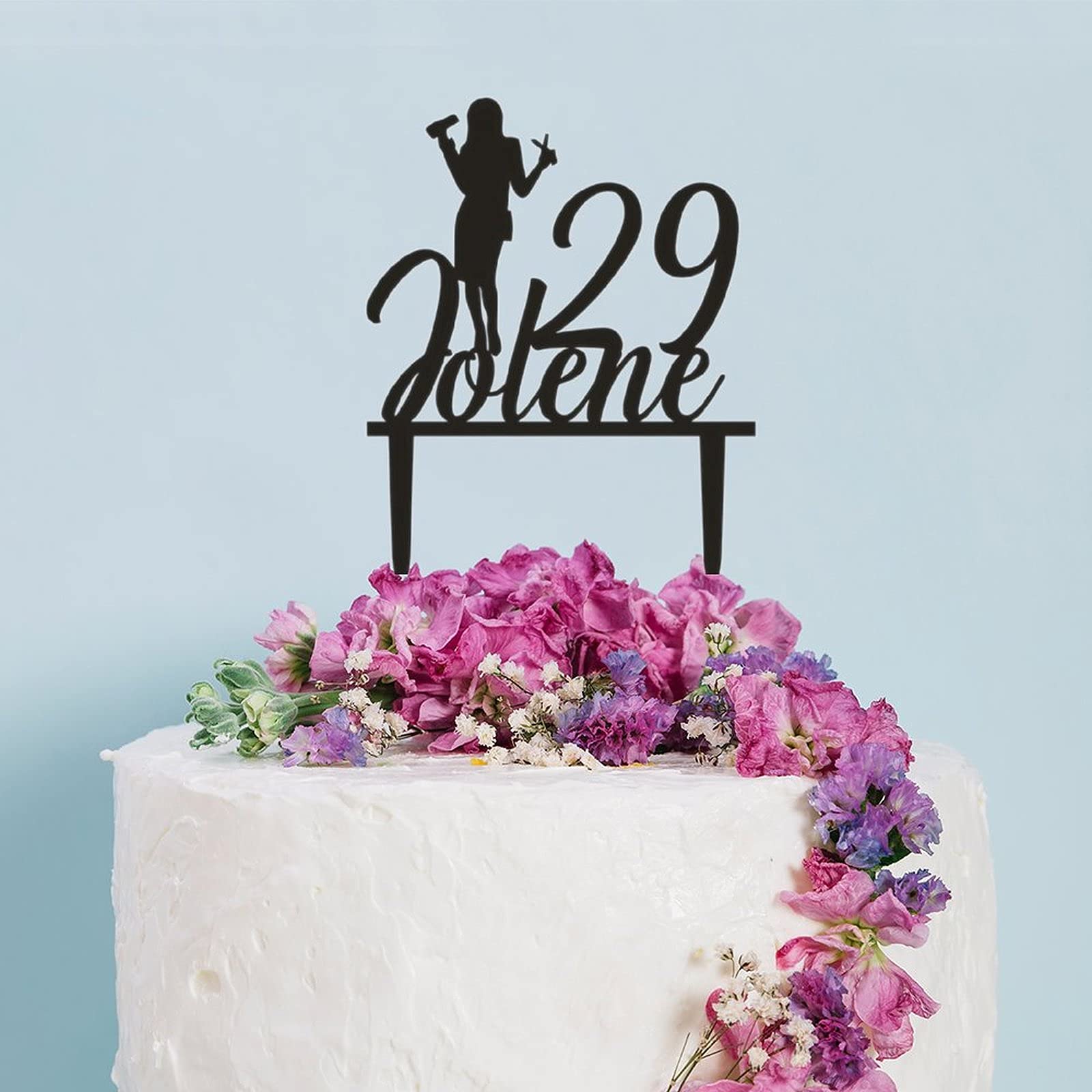 Personalized Vintage Silhouette Cake Topper - Custom Hairdresser Stylist Cake Decor with Name & Date - Perfect for Birthday Cakes, Living Room, Bedroom Decor - Ideal for Adults & Kids Party Supplies