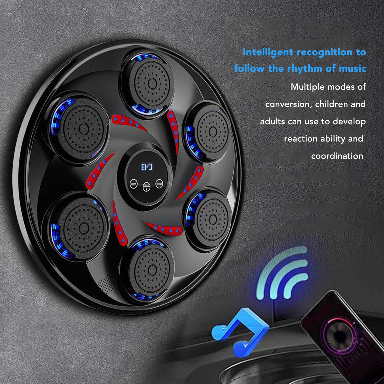 Yoidesu Smart Bluetooth Music Boxing Trainer with LED Electronic Target - Wall Mounted Punching Equipment for Home Gym, Includes Boxing Gloves - Perfect for Fitness Training, Stress Relief & Cardio Workouts