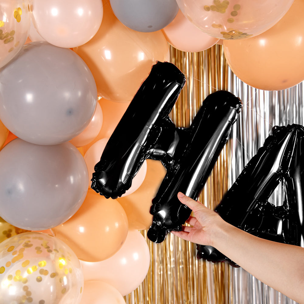 Black Mylar Letter H Balloon - 16 Inch Large Foil Balloon for Birthday Party Decorations, Baby Showers & Graduation Celebrations (1 Count)