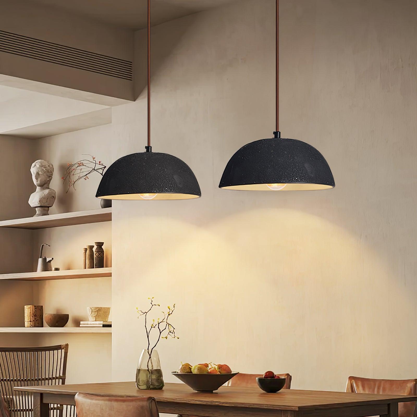 Black Arch Ceramic Pendant Lamp - Modern Handmade Hanging Light Fixture for Living Room, Bedroom, or Dining Area Decoration