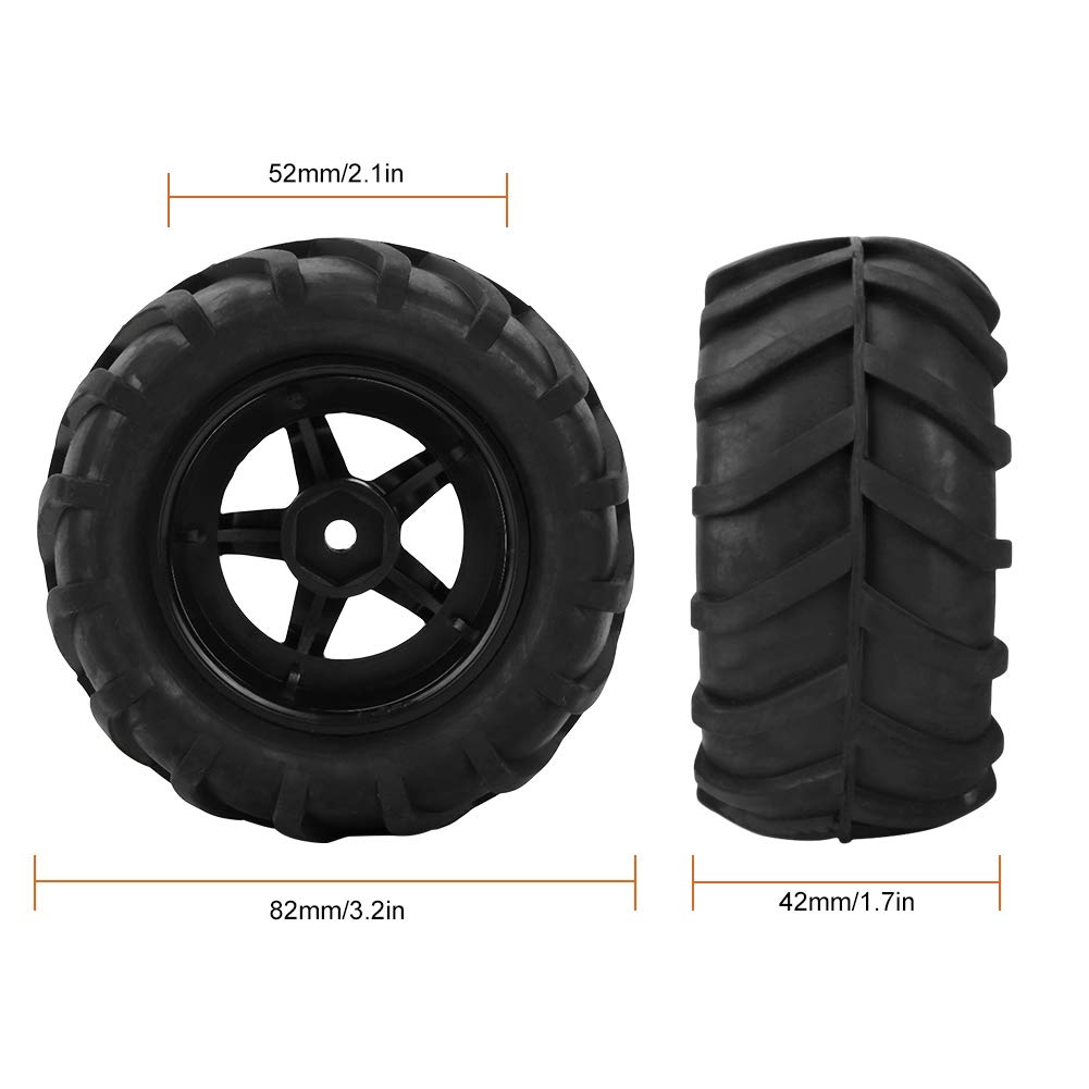 Dilwe 82mm RC Car Wheels and Tires Set of 2 - Upgrade Parts for 1/16 Scale RC Racing Cars & Trucks - Perfect for Off-Road Racing, Drifting and Model Car Enthusiasts