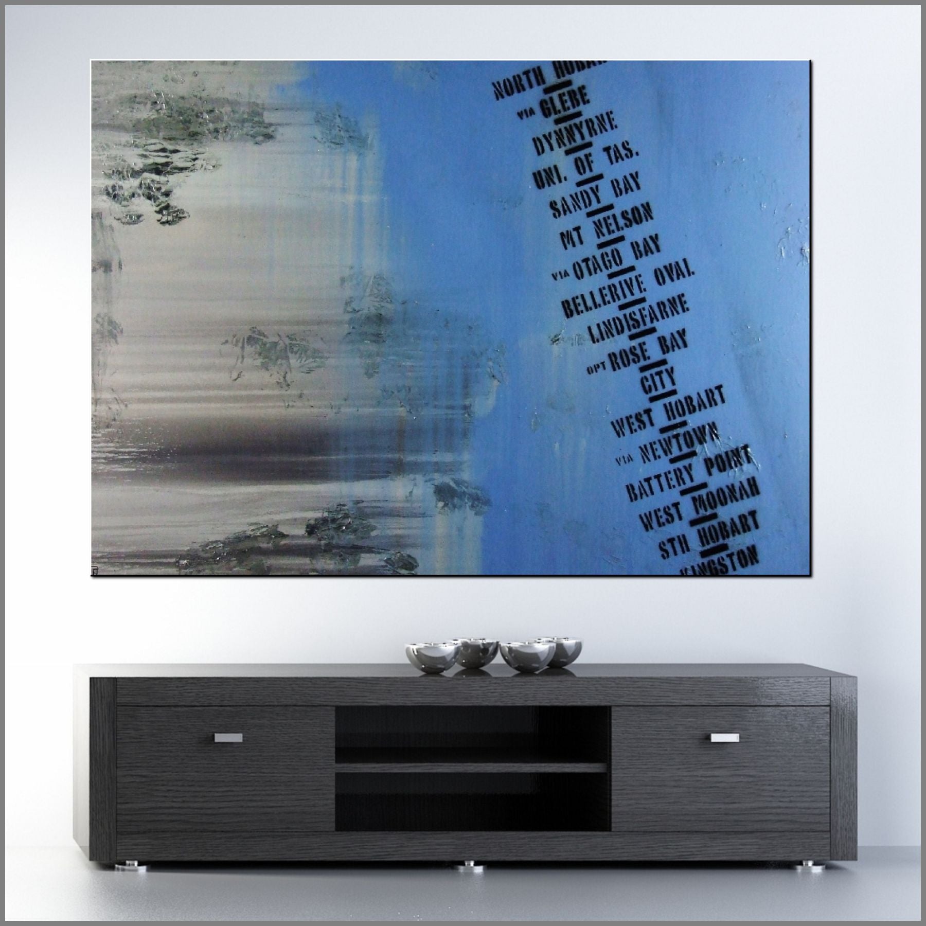 140cm x 100cm Hobart Blue Urban Pop Art Canvas Painting - Modern Wall Decor for Living Room, Bedroom & Office - Ready to Hang