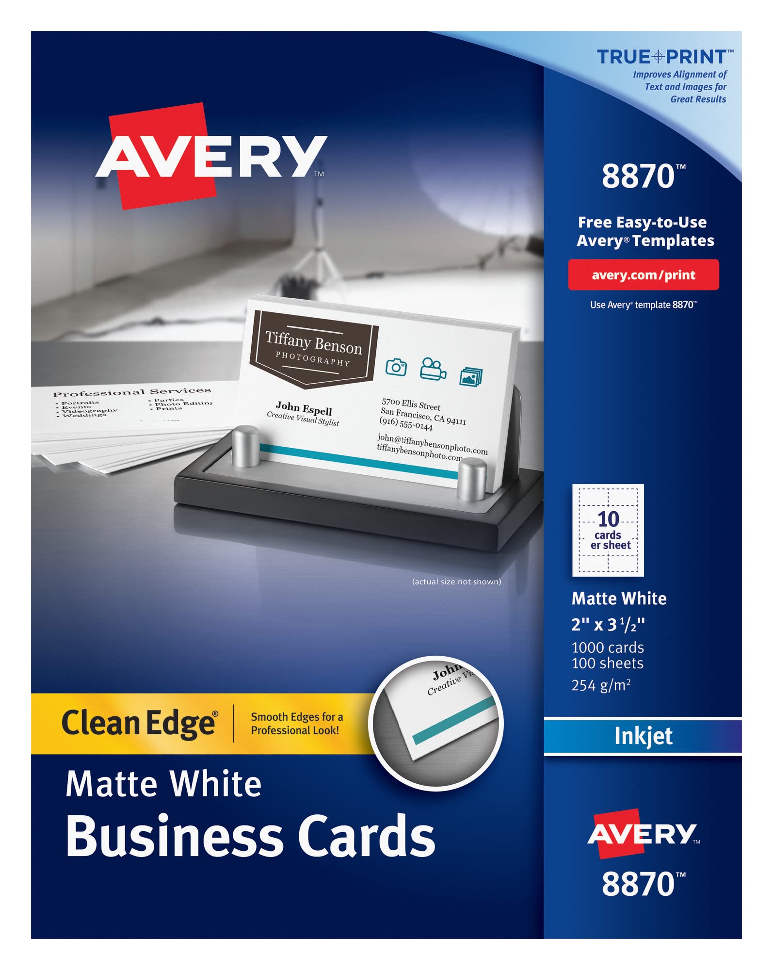 Avery Printable Business Cards for Inkjet Printers - 1000 Premium Heavyweight Cards (2