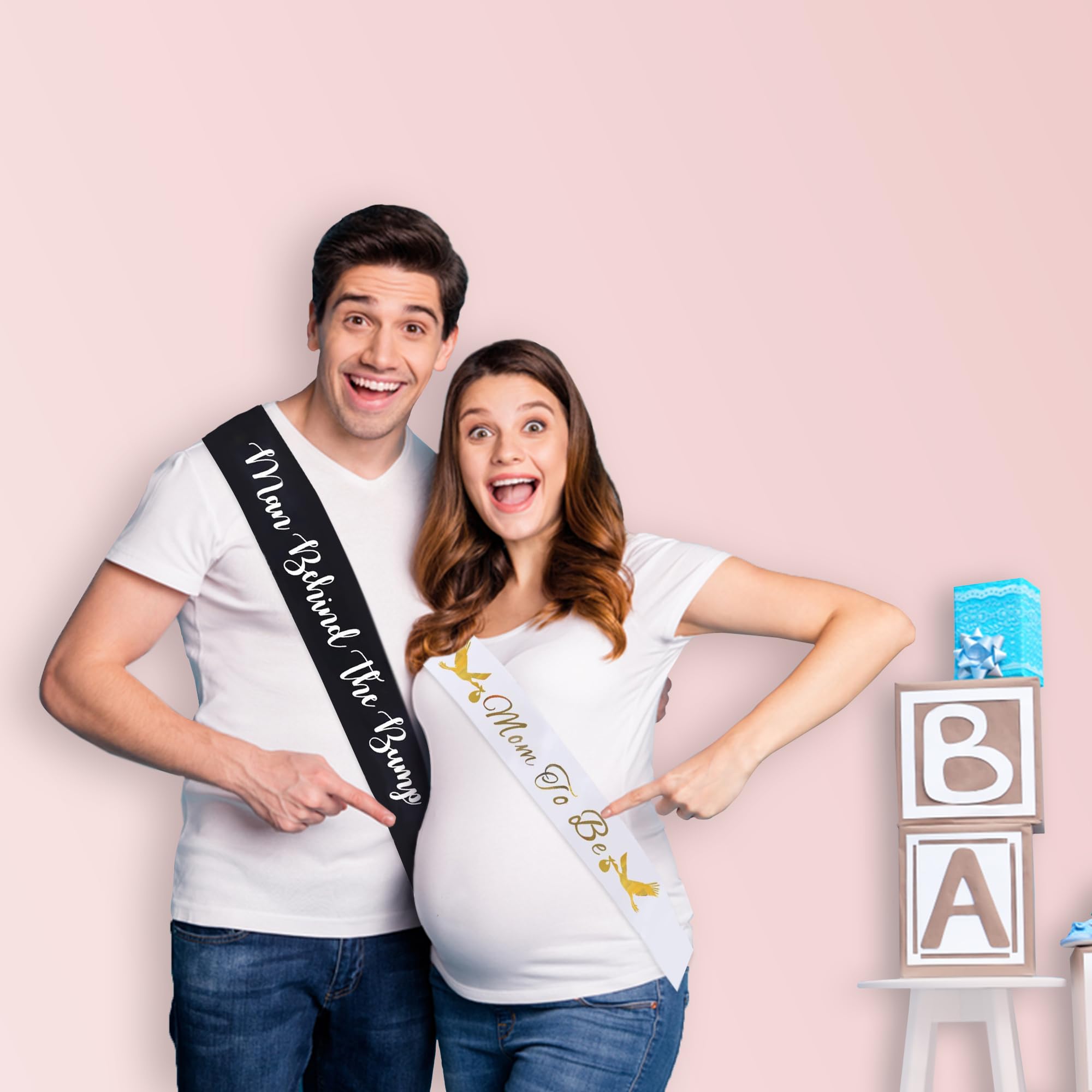 Funny Baby Shower Sash for Dad to Be - 'Man Behind The Bump' Black with White Lettering | Gender Reveal Party Decor, New Father Gift & Baby Shower Supplies | Perfect for Daddy-to-Be Celebrations, Gender Reveal Parties & Pregnancy Announcements