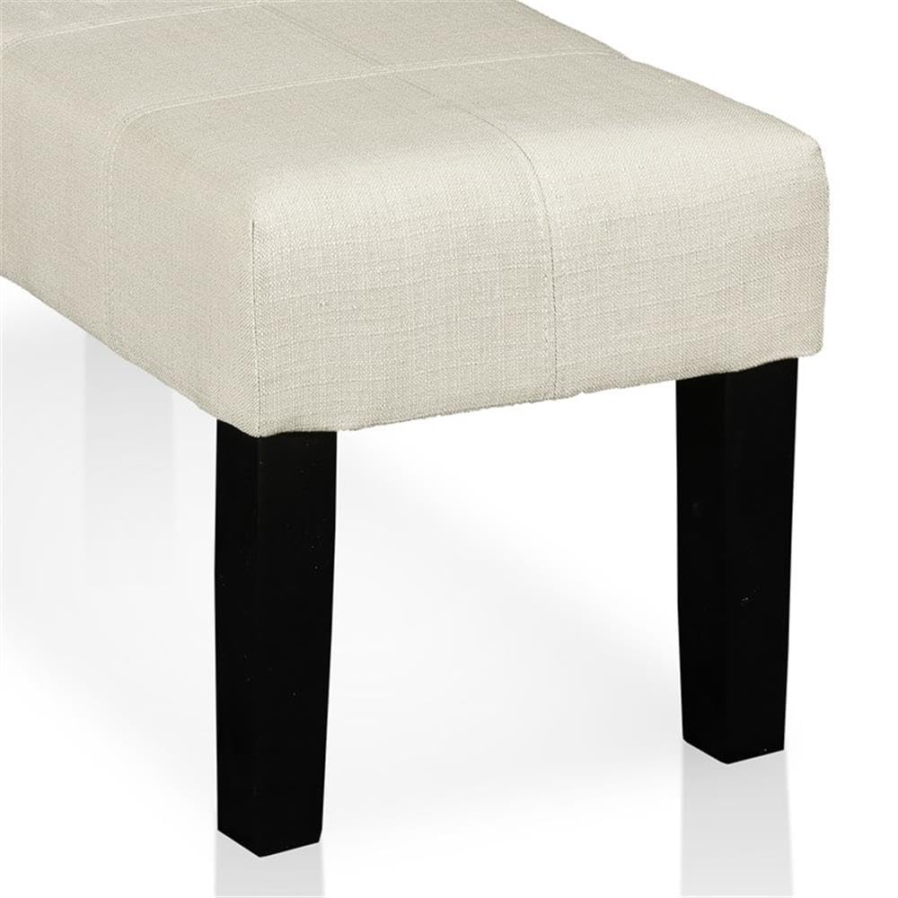 Brandie Upholstered Accent Bench in Ivory by Furniture of America - Perfect for Entryway, Bedroom or Living Room Seating