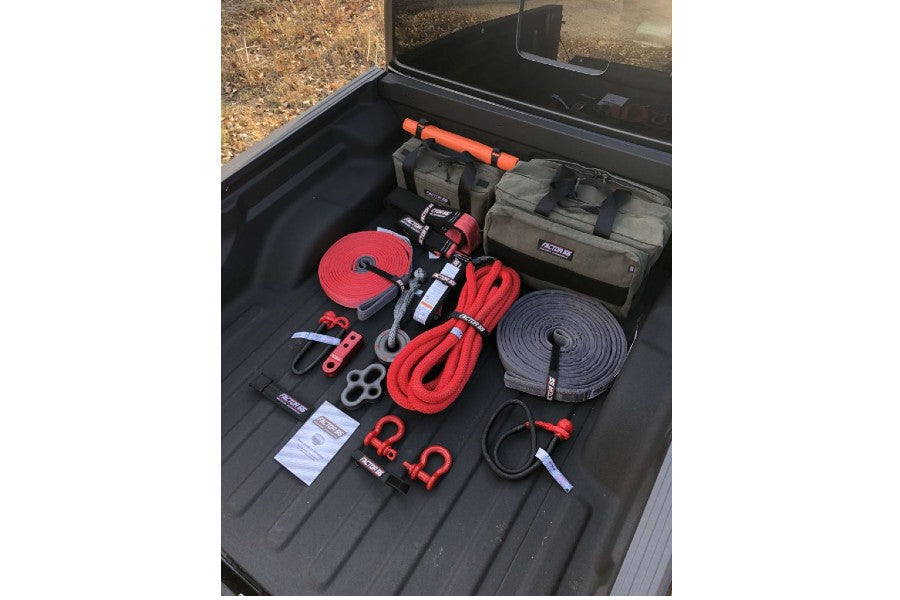 Factor 55 Off-Road Vehicle Recovery Kit with Borah Red Shackle - Heavy Duty 4x4 Towing Accessories for Jeep, Truck & SUV Recovery in Mud, Sand & Rough Terrain