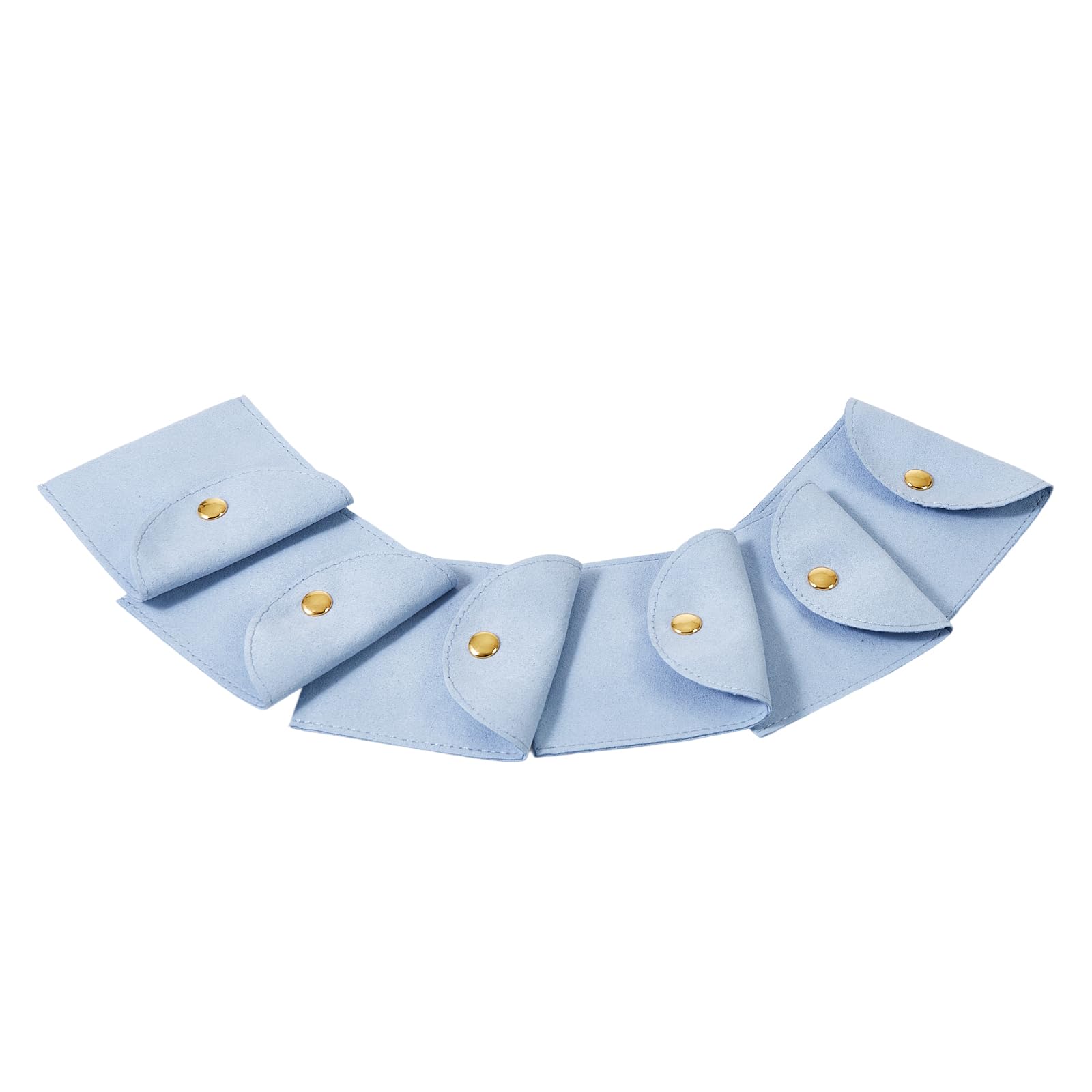 6-Piece Microfiber Jewelry Storage Bags - Premium Button Closure Gift Pouches for Earrings, Necklaces, Bracelets & Rings - Elegant Blue Bridesmaid Gift Packaging - Perfect for Travel, Wedding Favors & Jewelry Organization