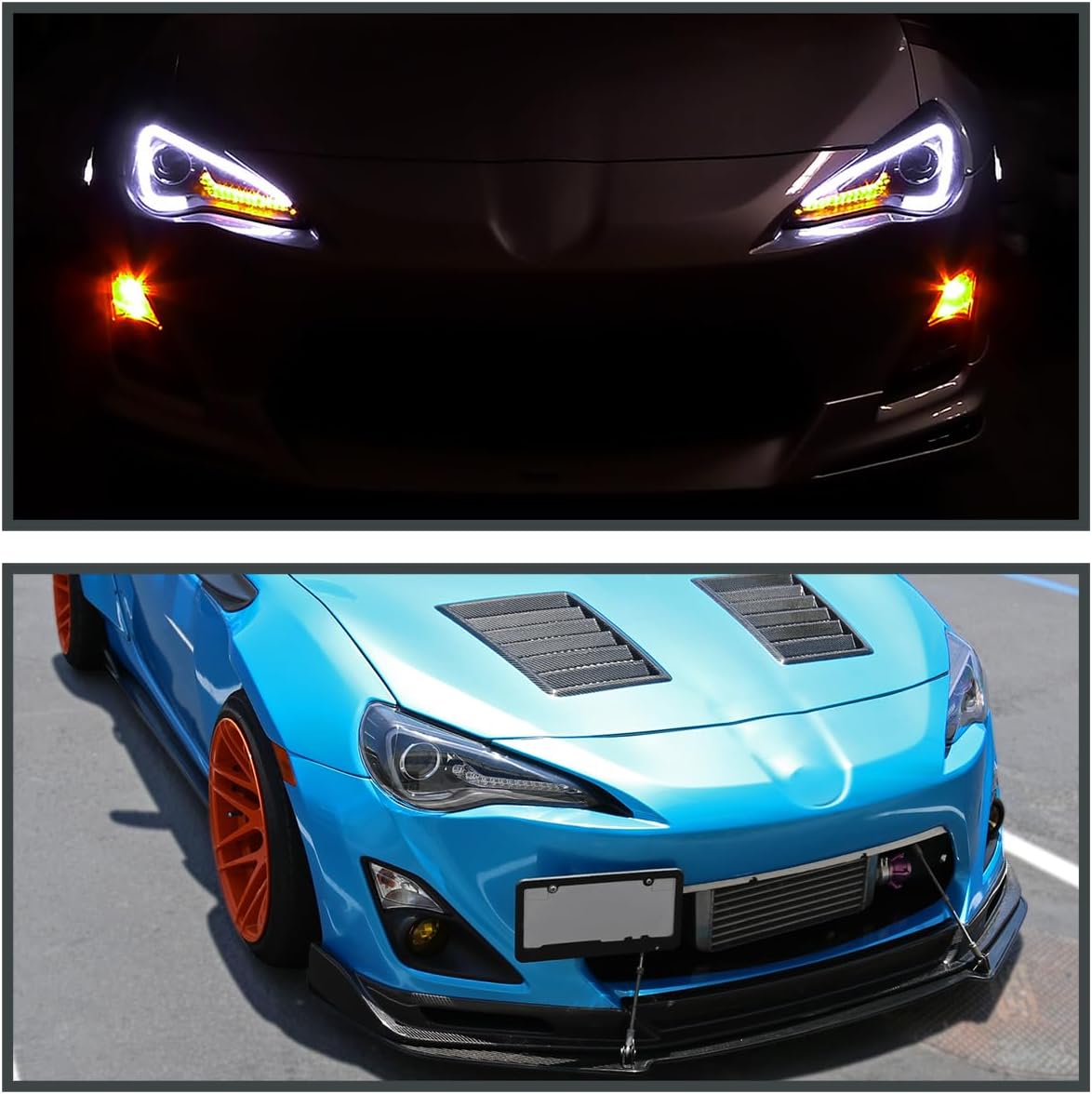 2012-2017 Scion FRS / Toyota 86 Spec D Tuning Black LED Projector Headlights - High Performance Replacement Headlight Housing - Perfect for Night Driving & Car Customization