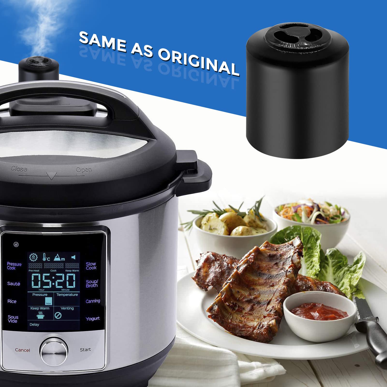 Instant Pot Steam Release Handle Valve Replacement - Compatible with Duo Nova, Duo Gourmet 6 qt, DUO CRISP AF 8, Ultra 3/6/8 qt & Viva 6 Quart Pressure Cookers - Perfect for Safe Pressure Cooking & Easy Steam Release