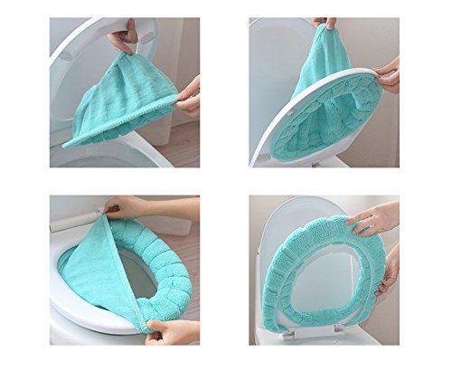 2-Pack Soft & Thick Stretchable Toilet Seat Covers - Plush O-Shaped Cushion Pads, Washable Bathroom Mat for Warmth & Comfort (Perfect for Winter & Cold Bathrooms)