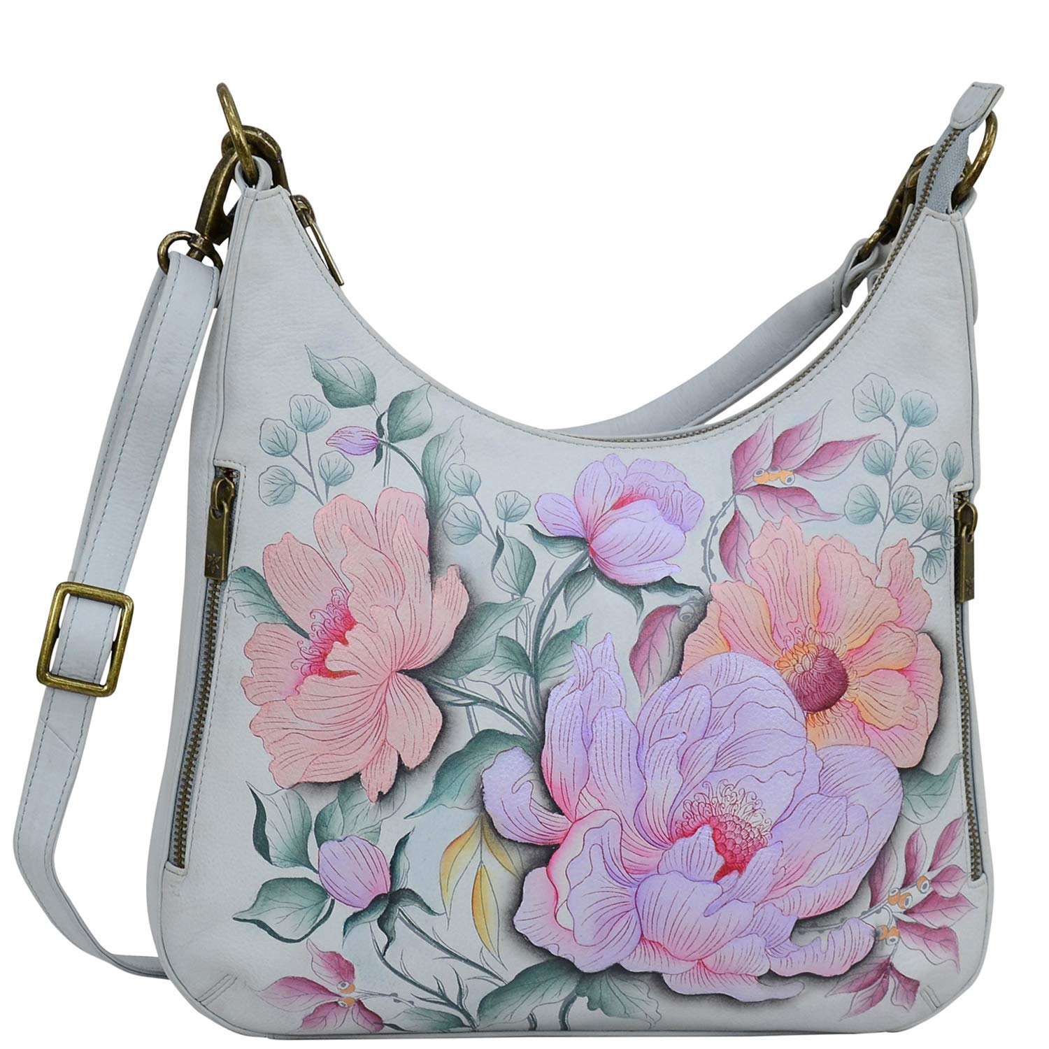 Anuschka Hand Painted Genuine Leather Women's Shoulder Bag - Convertible Hobo Purse with Crossbody Strap, Top Zip Closure & Multiple Pockets | Perfect for Work, Travel & Everyday Use