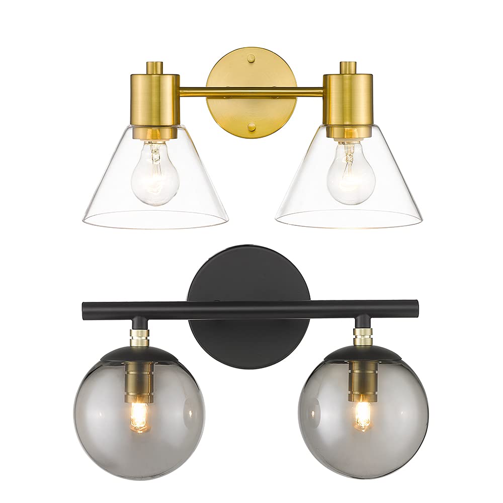 LMS Bathroom Vanity Light Set of 2 - Modern White Glass Shade Wall Sconces for Bathroom Mirror Lighting (LMS-100/LMS-116) - Perfect for Bathroom Renovation, Master Bath & Powder Room Decor
