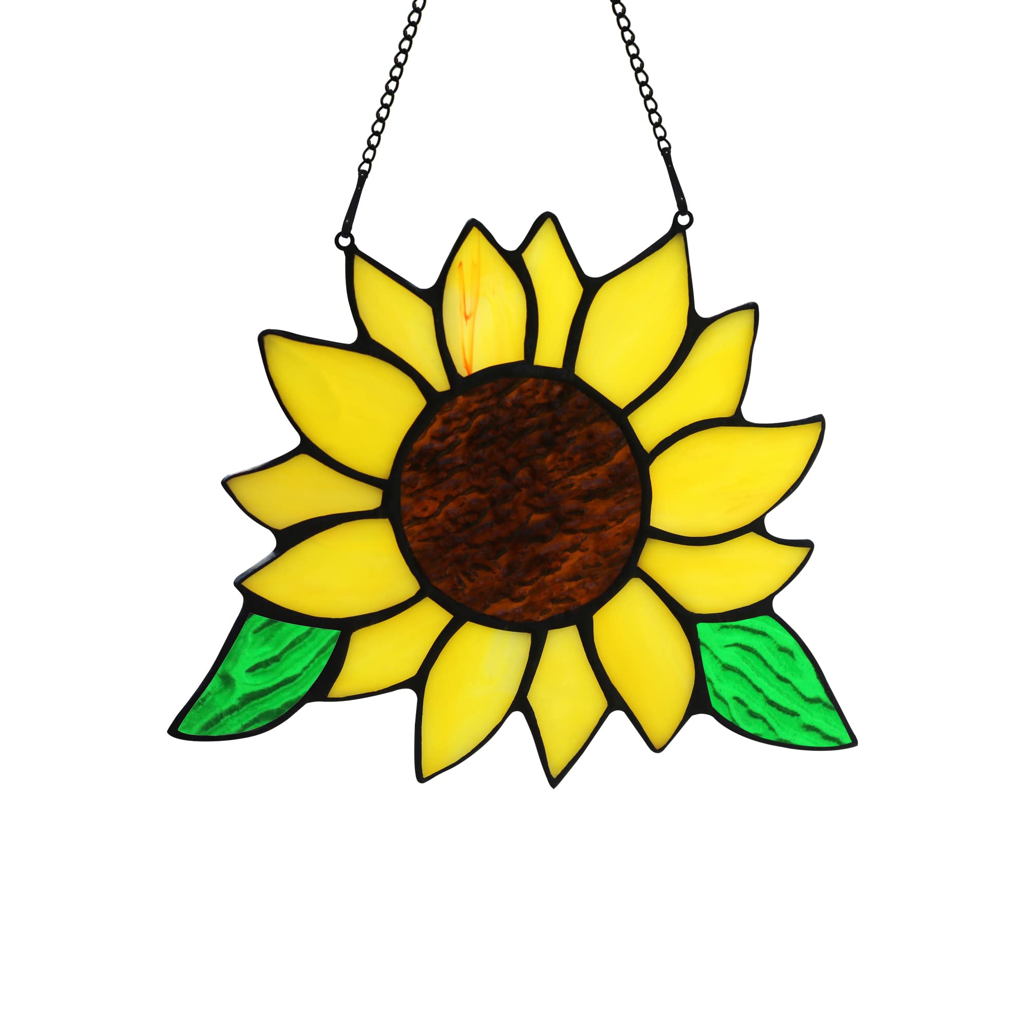 Handmade Sunflower Stained Glass Window Hanging - 5×6 Inch Kitchen Decor Suncatcher | Unique Birthday Gifts for Women, Mom & Grandma | Perfect for Home, Office & Garden Decor