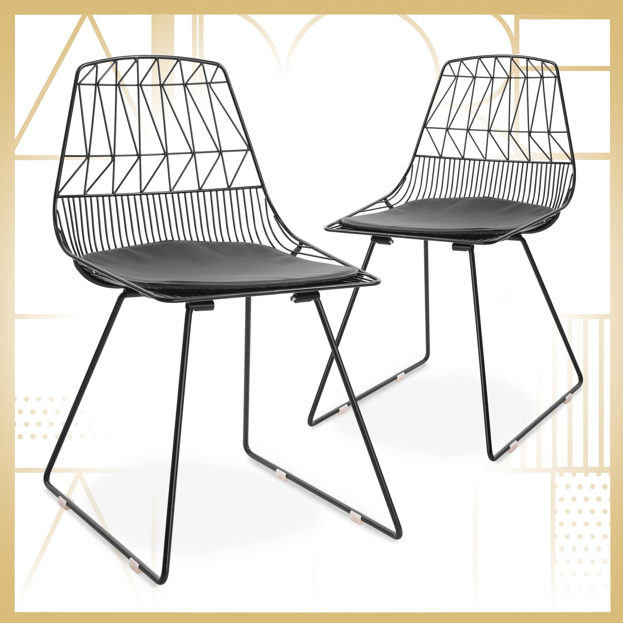 Adore Décor Vivi Modern Dining Chair Set of 4 - Black Upholstered Kitchen Chairs with Metal Legs - Perfect for Dining Room, Kitchen, Restaurant & Office Use