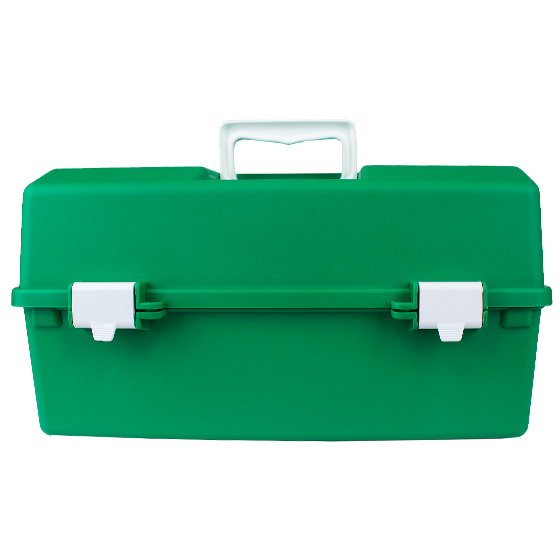Large Two-Tray Green Plastic First Aid Kit - Emergency Medical Supplies for Home, Car, Workplace & Outdoor Safety