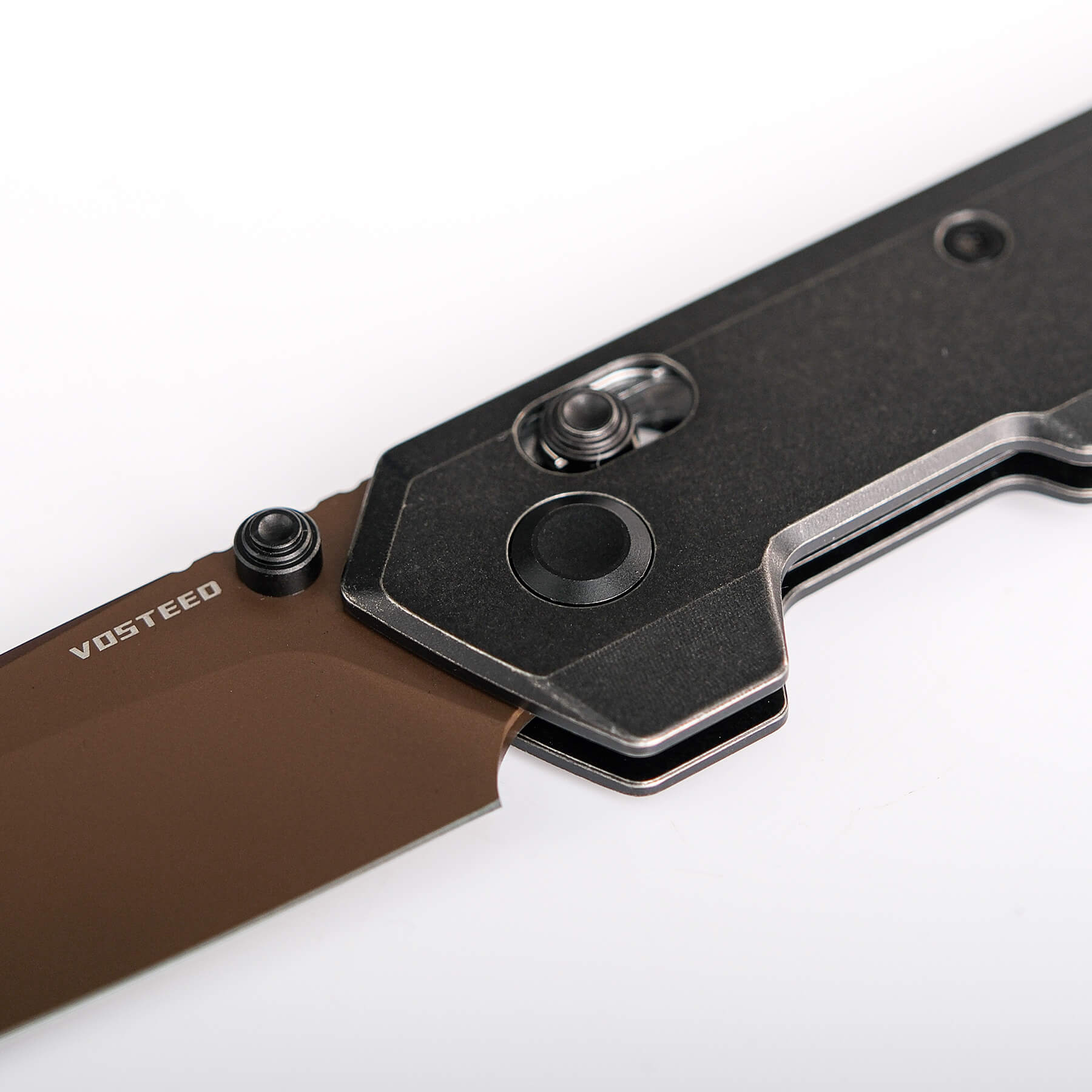 WMK Exclusive Vosteed Parallel Folding Knife - Black Titanium Handle, 154CM Steel Blade with Copper PVD Finish (Model A3507) | EDC Pocket Knife for Camping, Hiking & Outdoor Survival