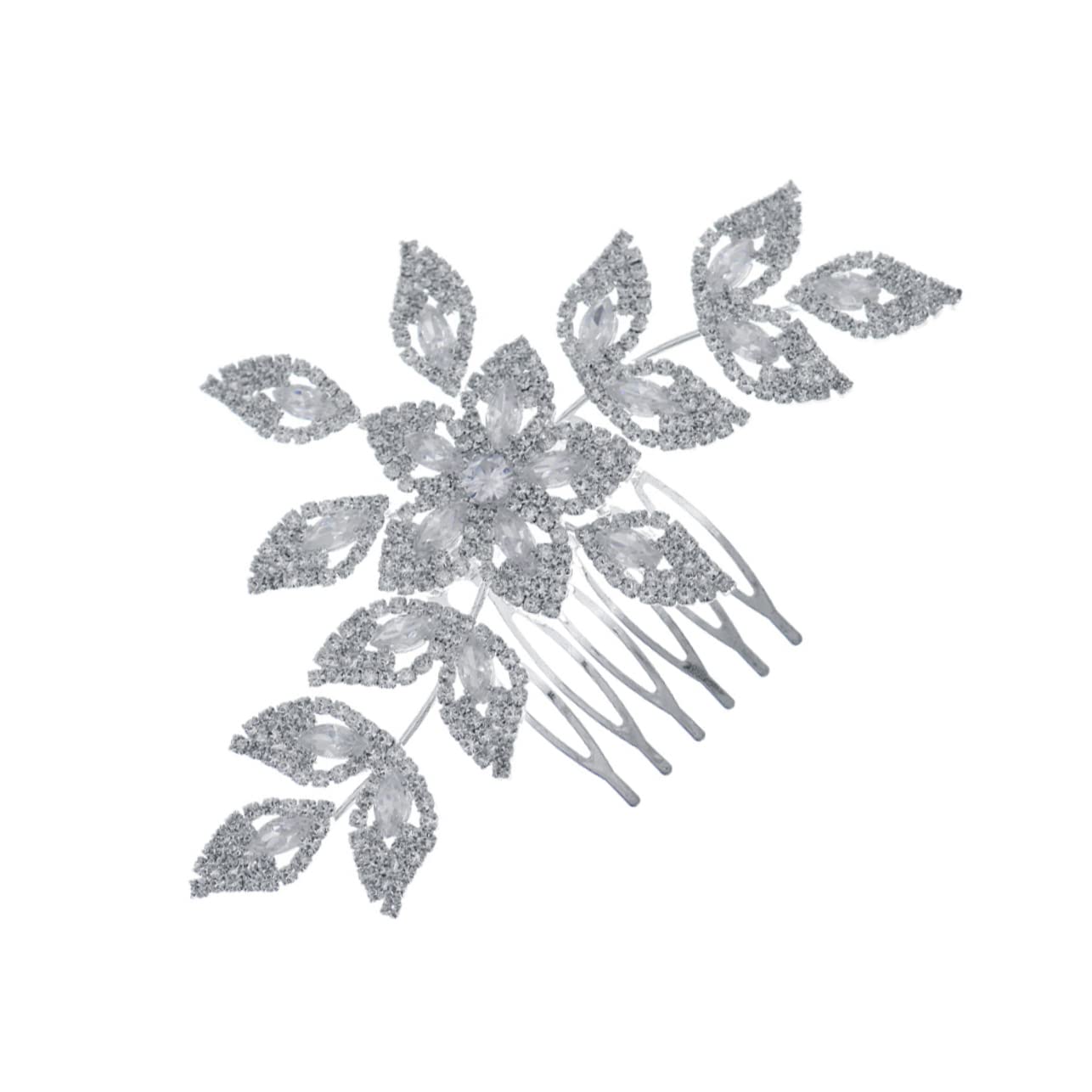 Lurrose Rhinestone Hair Comb for Wedding - Elegant Bride Headpiece with Leaf Design, Crystal Hair Clip for Bridal Hairstyles, Side Comb Headdress for Prom, Party & Special Occasions