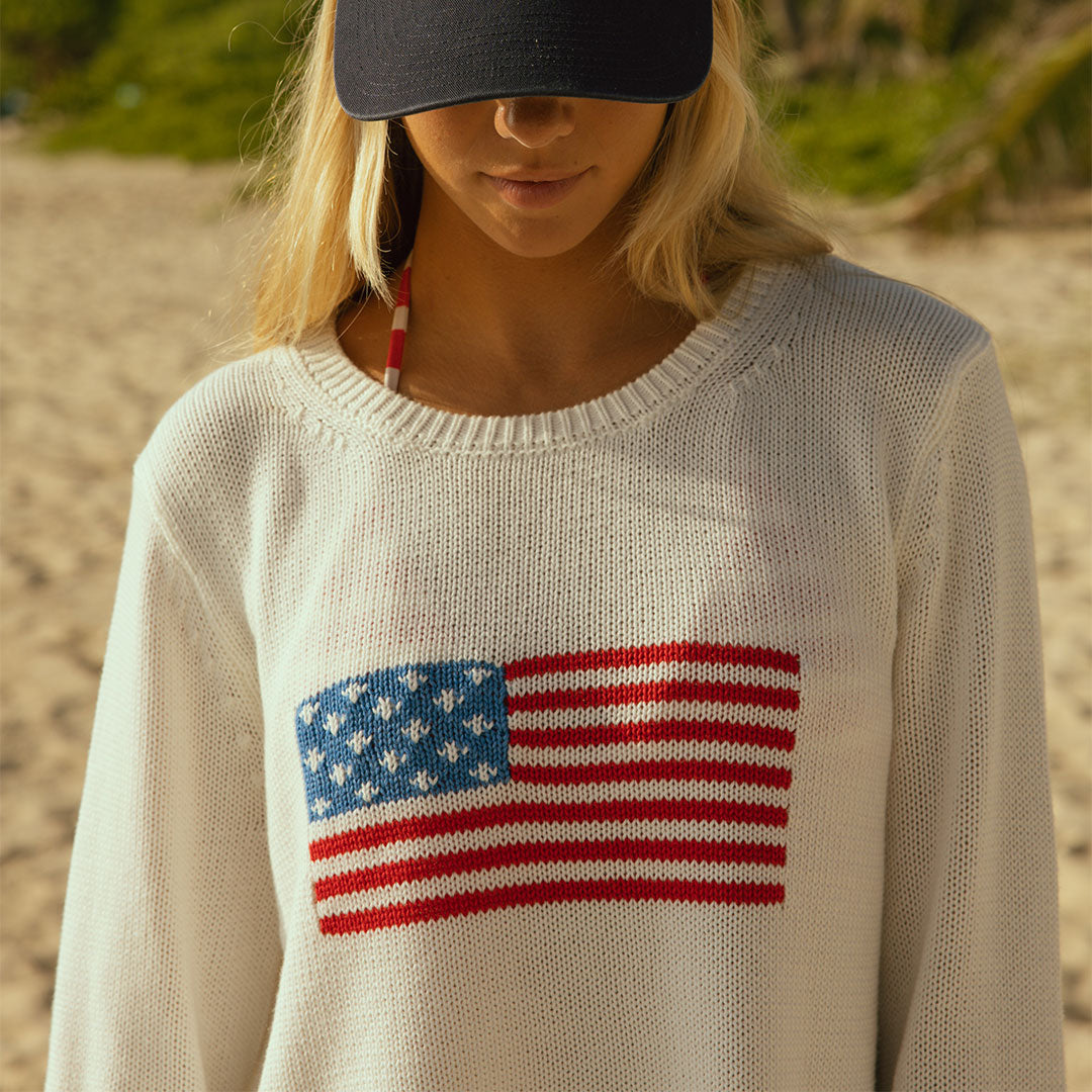 American Flag Sweater for Men & Women - Patriotic Pullover Knit Sweater - Cozy Casual Wear for 4th of July, Veterans Day & USA Holidays