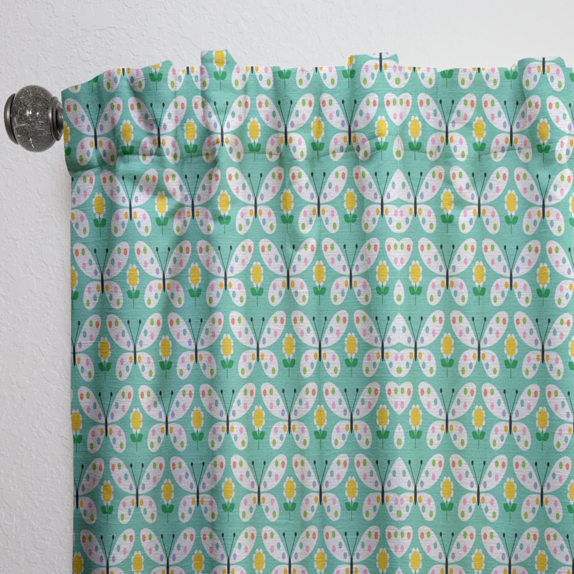 DesignQ Retro Butterflies Thermal Insulated Curtains - Single Panel 52x90 Inches - Blackout Drapes for Bedroom & Living Room - Perfect for Home Decor, Privacy & Energy Efficiency