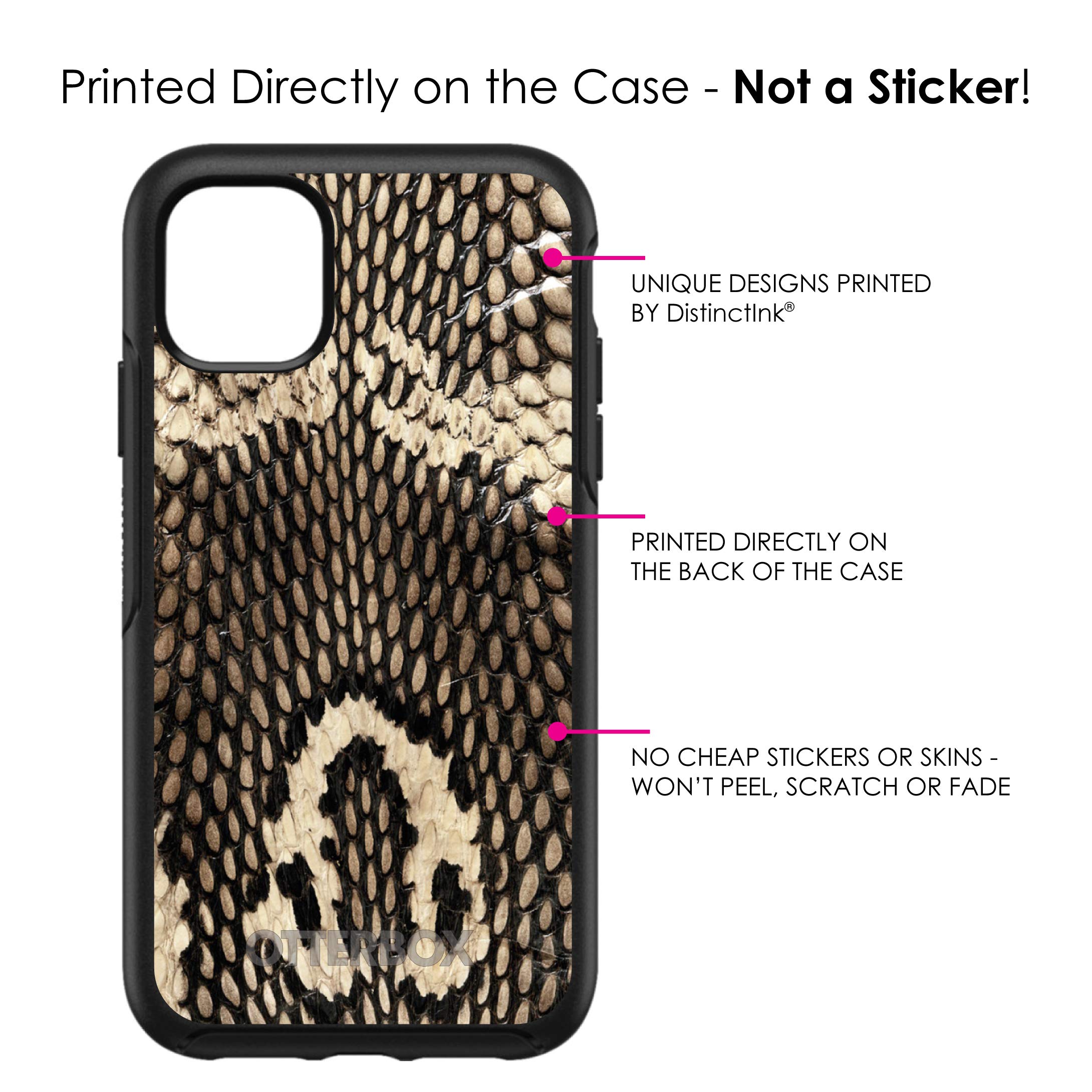 DistinctInk iPhone 11 Case (6.1 Inch) - Slim Protective Phone Cover with Premium Snake Skin Texture in Brown Tan - OtterBox Symmetry Replacement - Perfect for Work, Travel & Everyday Use