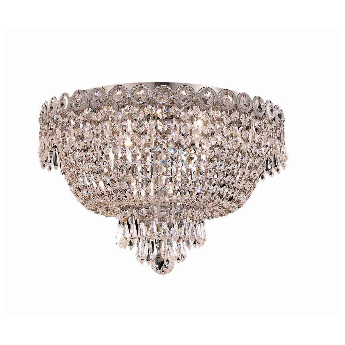 4-Light Flush Mount Ceiling Fixture with Chrome Finish - E12 Bulb Base, 16