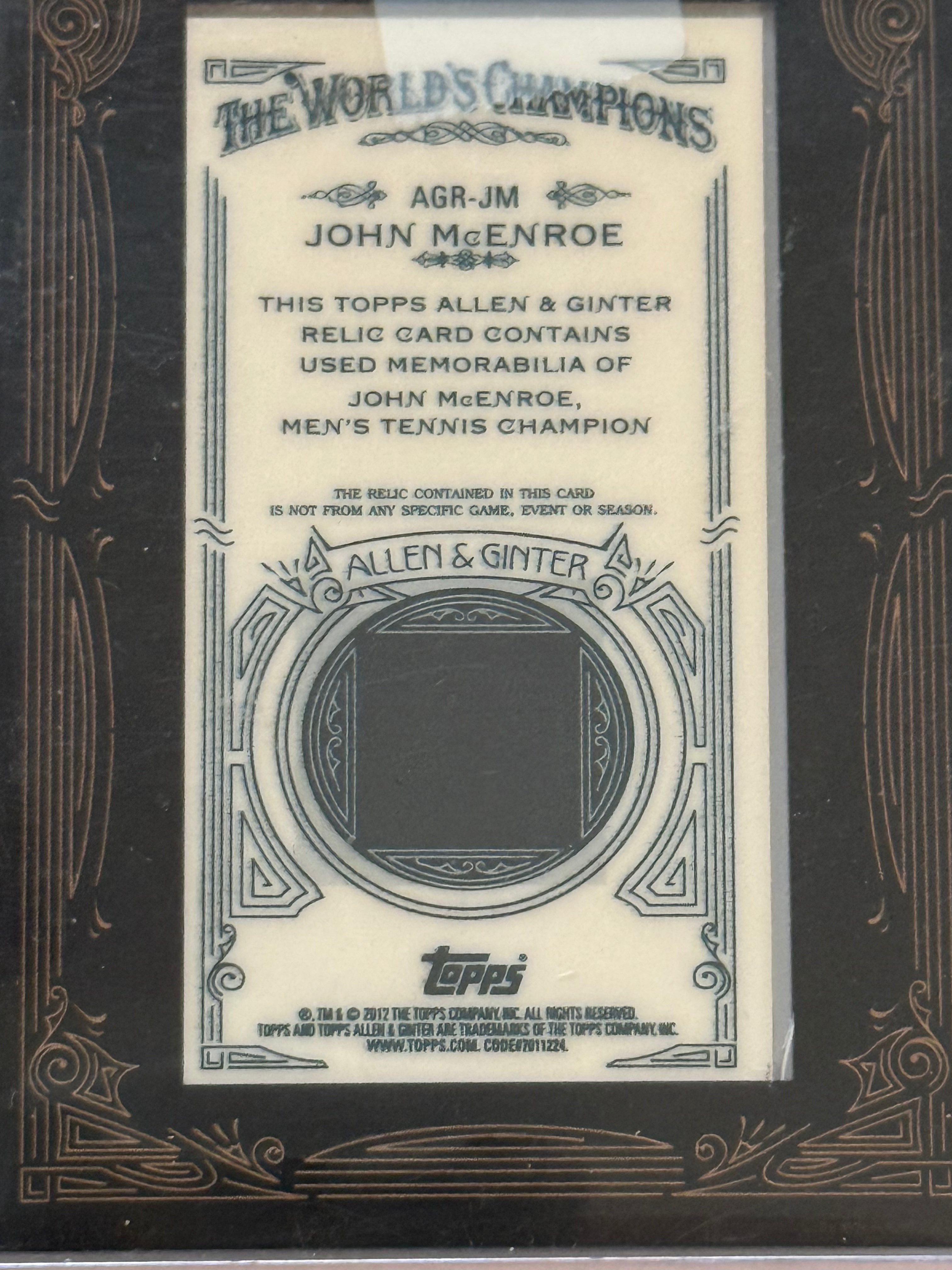 John McEnroe Tennis Legend Alan Ginter Memorabilia Card - Rare Collectible Sports Trading Card for Fans and Collectors, Perfect for Display, Gifts, and Sports Memorabilia Collections