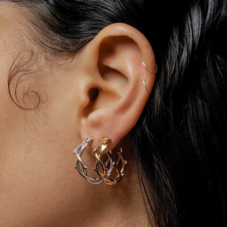 REVIVAL Thorn Hoops Earrings - Sterling Silver Dangle Earrings for Women | Boho Chic Jewelry for Parties, Date Night & Everyday Wear