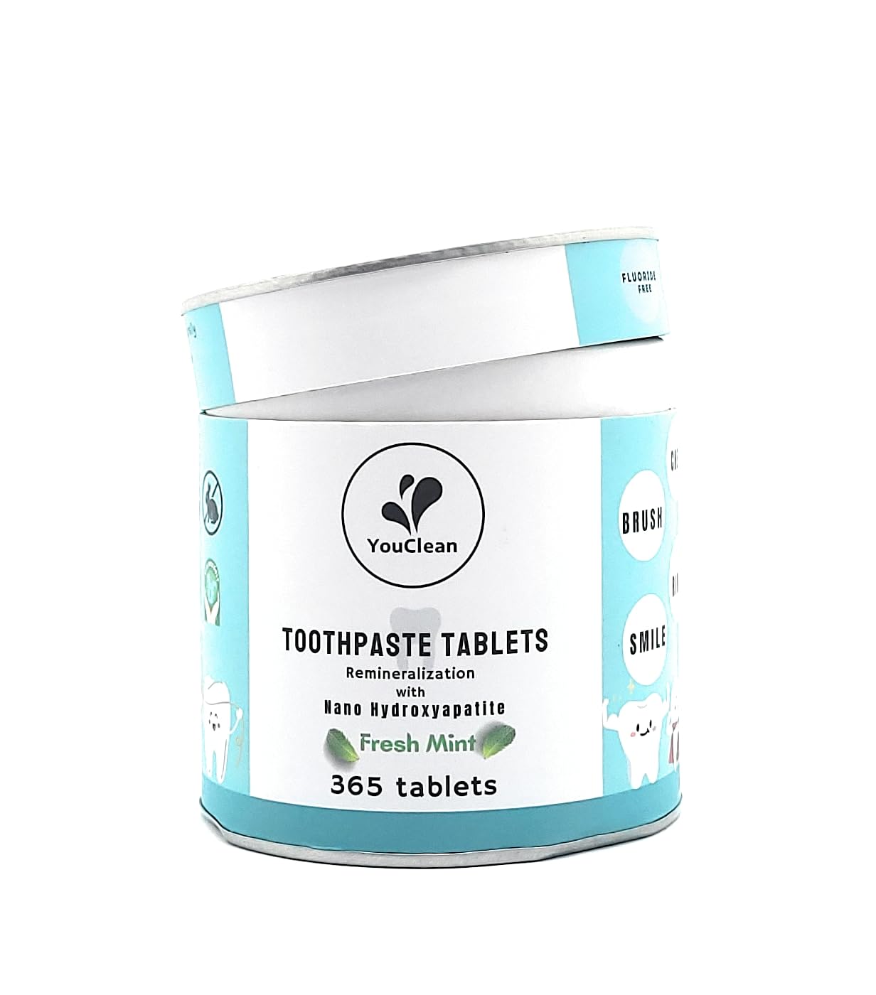 Natural Remineralizing & Whitening Toothpaste Tablets - 365 Refill Pack with Nano Hydroxyapatite | Fluoride-Free, Mint Flavor | Perfect for Travel, Home & Daily Oral Care