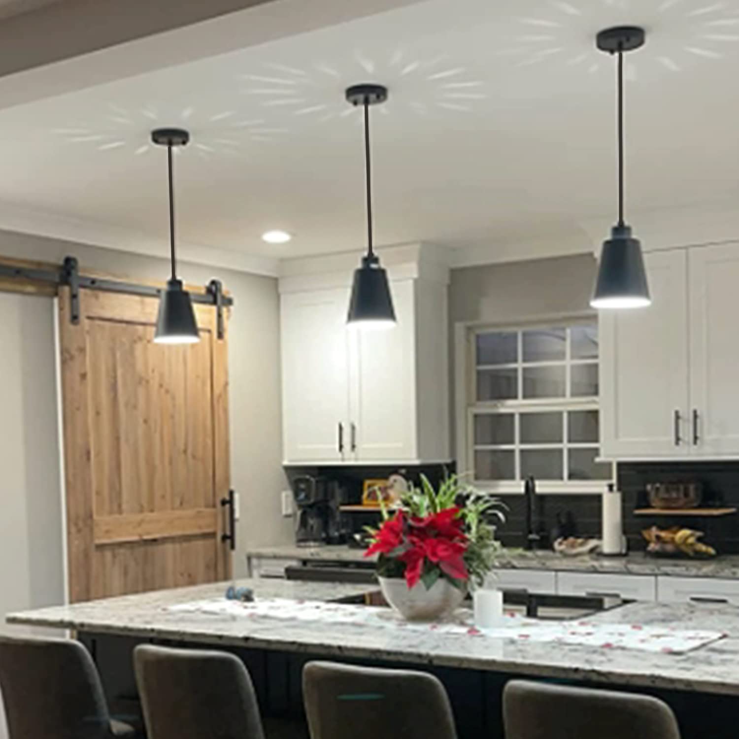 Modern Black Pendant Light with 5.94in Metal Shade - Adjustable Hanging Light Fixture for Kitchen Island, Dining Room, Bar | Perfect for Christmas Gifts & Home Decor