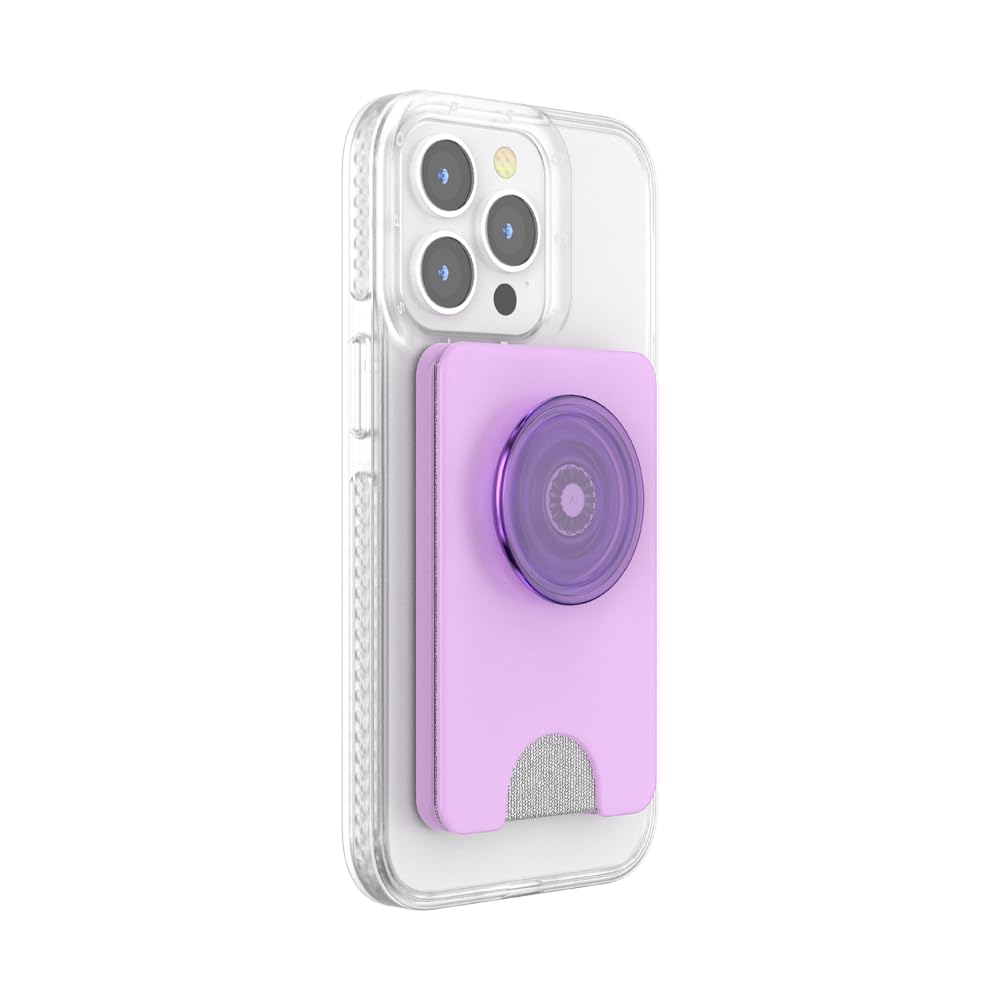 PopSockets MagSafe® Phone Wallet - Expandable Grip & Adapter Ring, Wireless Charging Compatible Card Holder for iPhone (Lavender) | Perfect for Travel, Commuting & Hands-Free Convenience