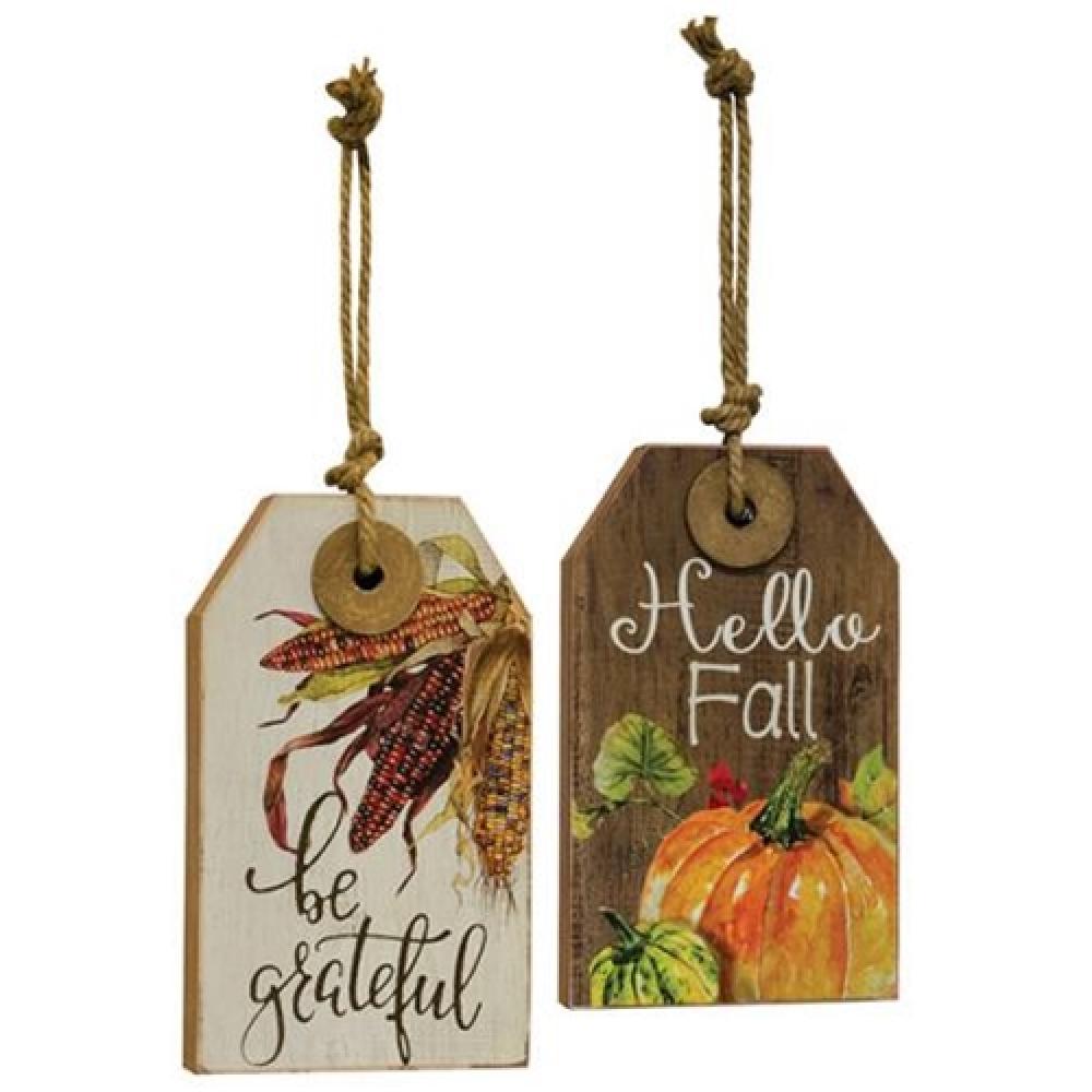 Be Grateful Wooden Tags - 2 Pack Assorted Styles - Perfect for DIY Crafts, Gift Wrapping, and Home Decor