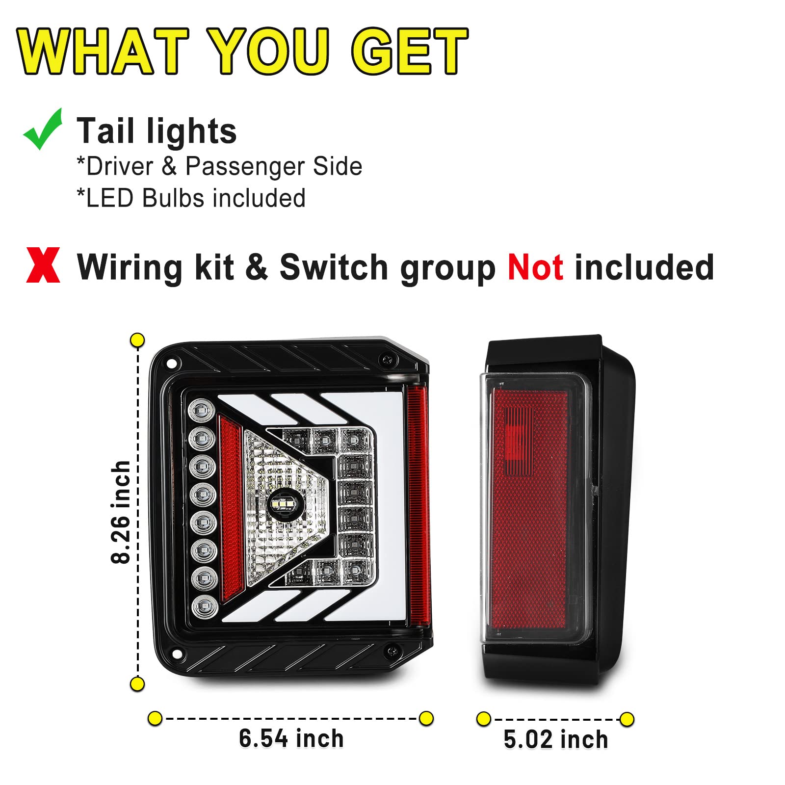 **AUTOWIKI LED Tail Lights for Jeep Wrangler JK & JKU (2007-2018) - Black Housing Clear Lens Replacement Rear Lamps - Left & Right Side - Off-Road & Night Driving Upgrade**