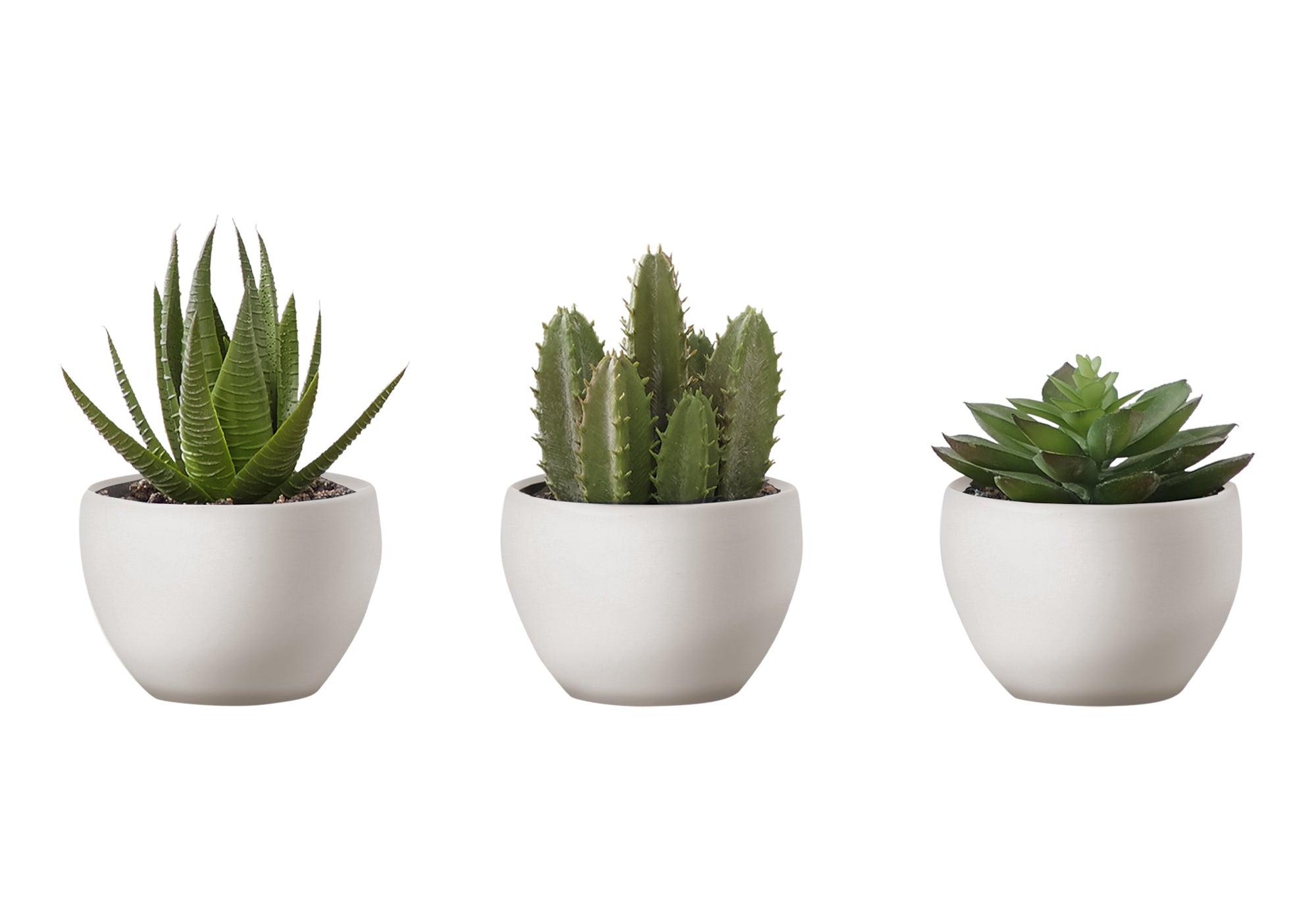 6 Tall Artificial Succulent Plants Set of 3 in White Pots - Faux Indoor Greenery Decor for Home Office, Living Room, and Shelf Styling