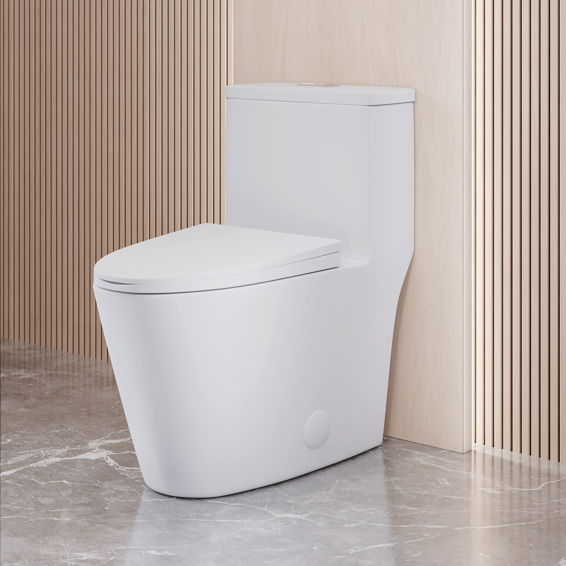 Swiss Madison Dreux One Piece Toilet - Modern ADA Compliant Bathroom Toilet with Elongated Bowl & Dual Flush (0.95/1.26 GPF) in Glossy White - Perfect for Small Bathrooms, Apartments & Modern Home Renovations
