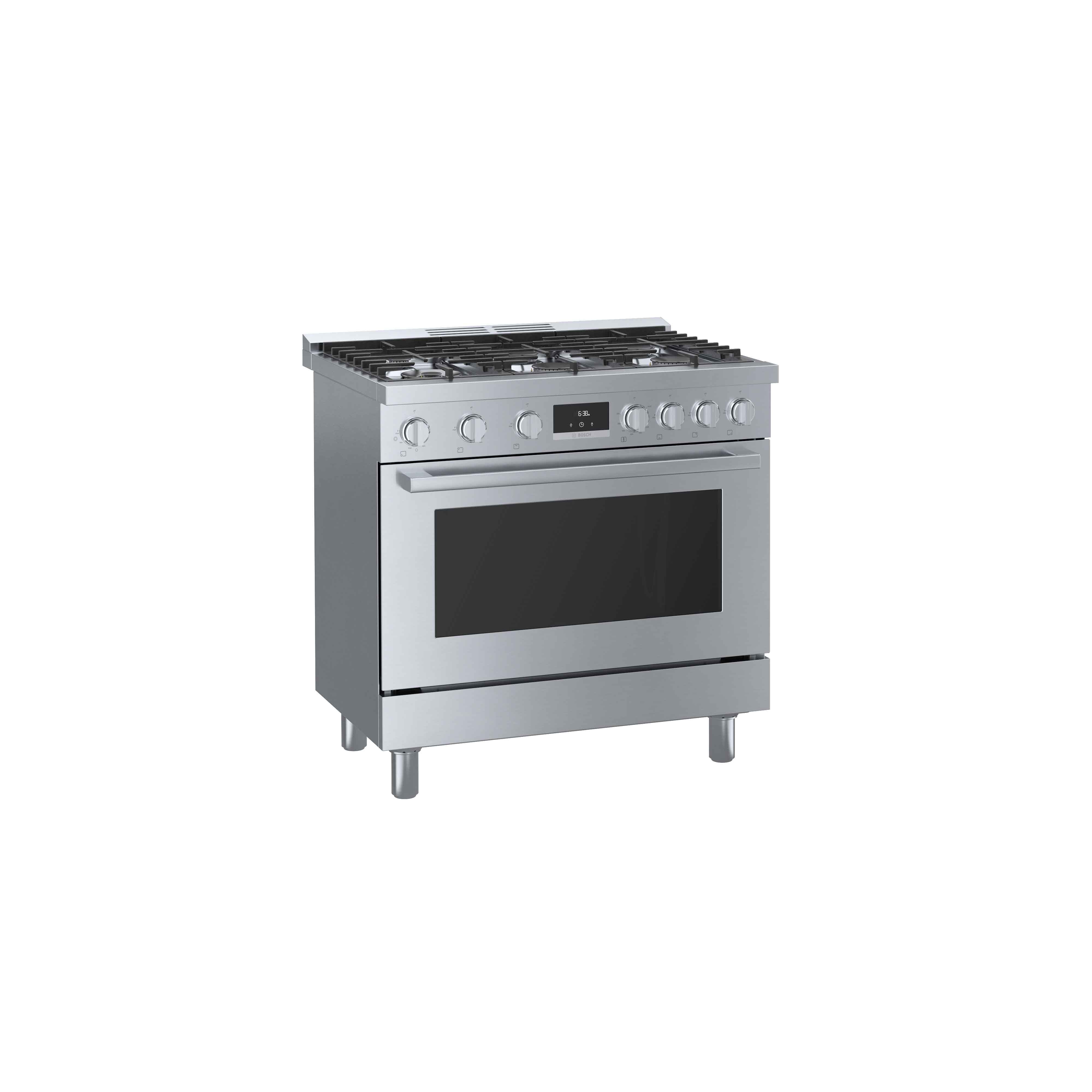 Bosch 36-Inch Industrial Style Gas Range with 5 Burners - Stainless Steel HGS8655UC - Perfect for Professional Chefs & Home Kitchens