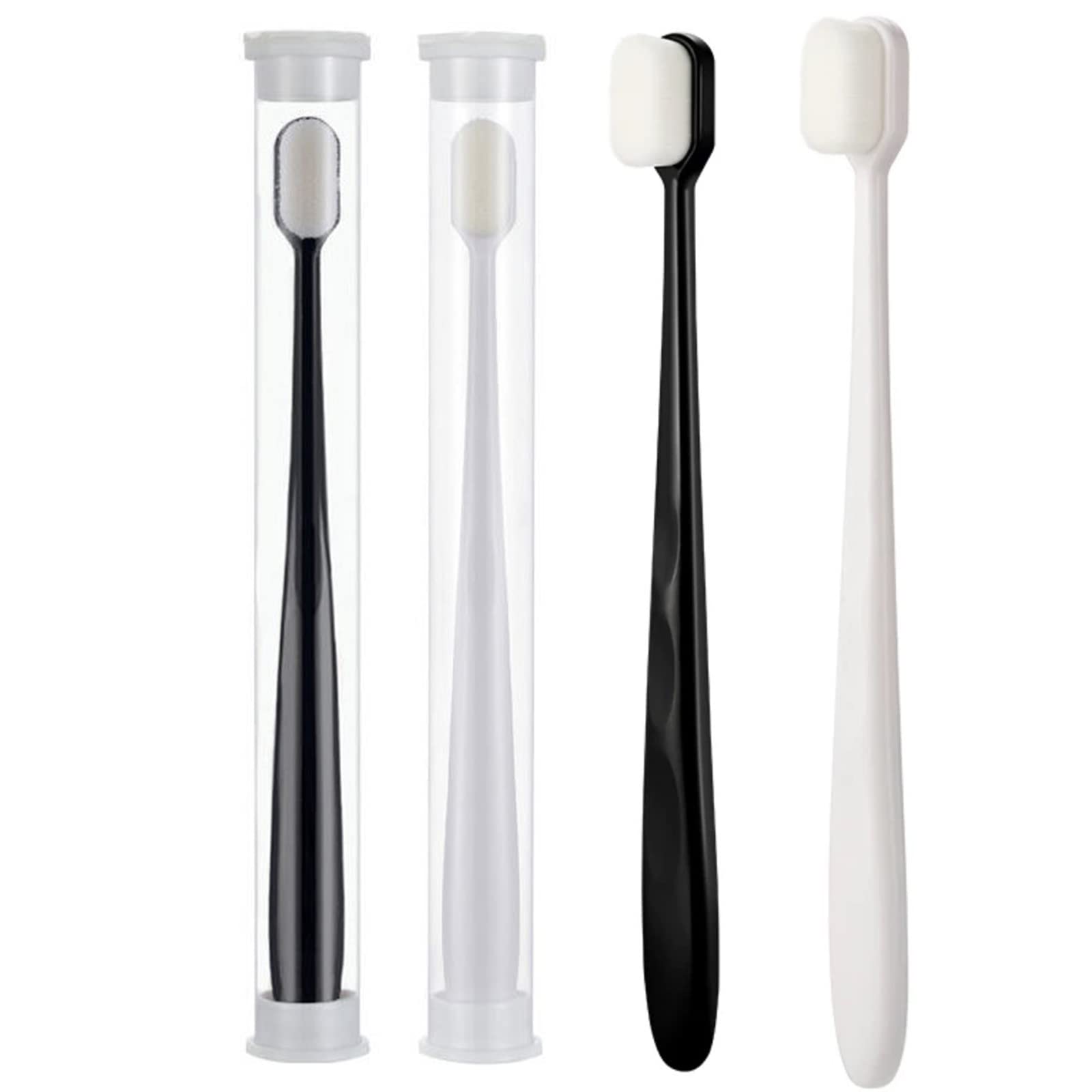 Premium Nano Toothbrush for Adults - Ultra Soft 20,000 Bristles for Sensitive Teeth & Gum Care - Nordic Design Flat Head Toothbrush (Black & White) - Ideal for Travel, Home Use & Gentle Dental Hygiene