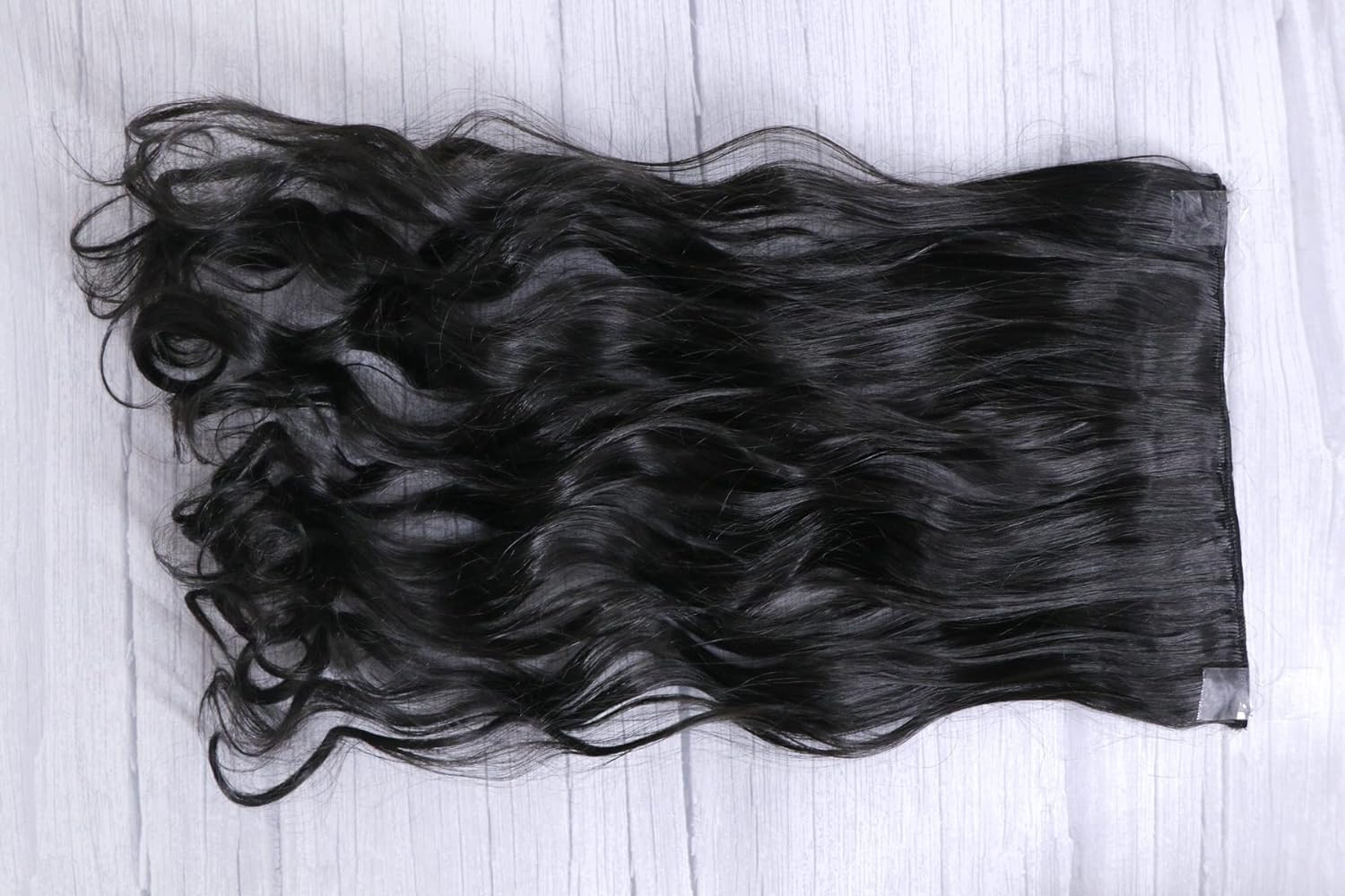 El Cabell Black 5 Clip-in Hair Extensions - Natural Looking Wavy/Curly Human Hair Extensions for Women & Girls - Instant Length & Volume - Perfect for Parties, Weddings & Daily Styling
