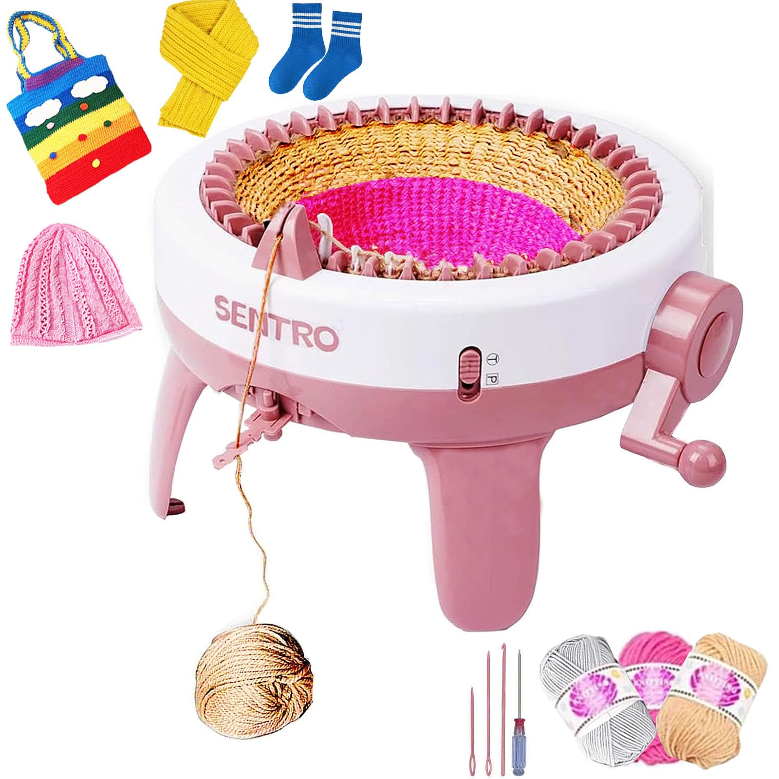 SENTRO 40 Needle Knitting Machine - Smart Circular Knitting Loom with Row Counter for Adults & Kids - DIY Knitting Board Kit for Sweaters, Socks, Hats - Perfect for Home Crafting, Gift Making & Handmade Fashion Projects