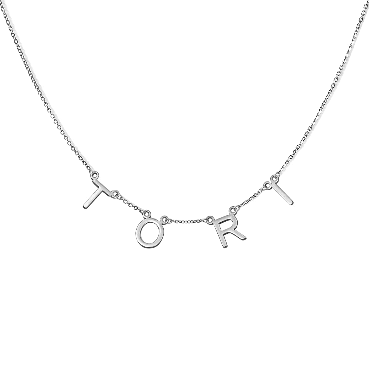 Custom Silver Name Necklace for Women & Girls - Personalized Spaced Letter Jewelry Gift for Birthday, Anniversary & Valentine's Day
