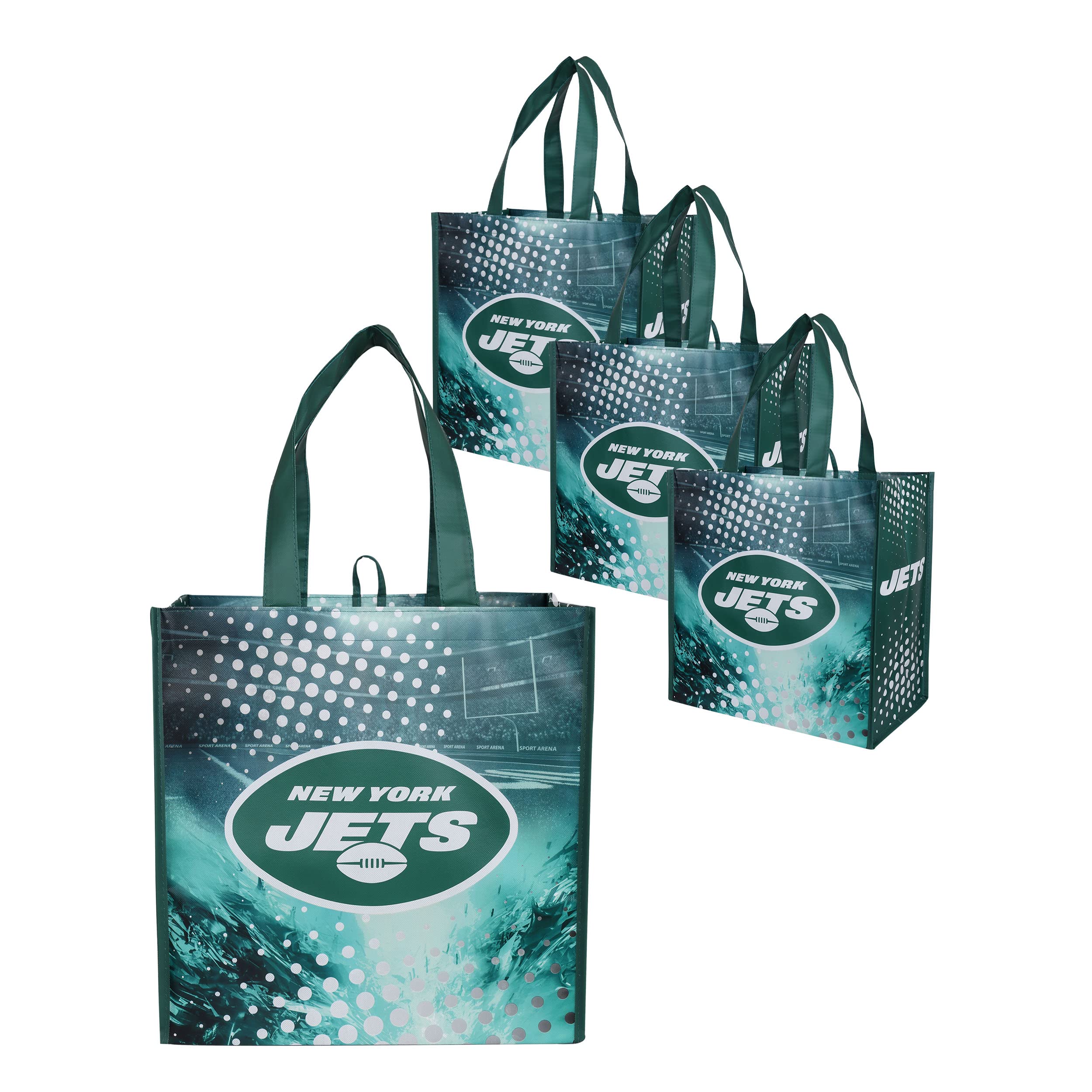 FOCO NFL Team Logo Reusable Grocery Shopping Bags - Eco-Friendly Tote Bags for Groceries, Beach, Gym & Daily Use