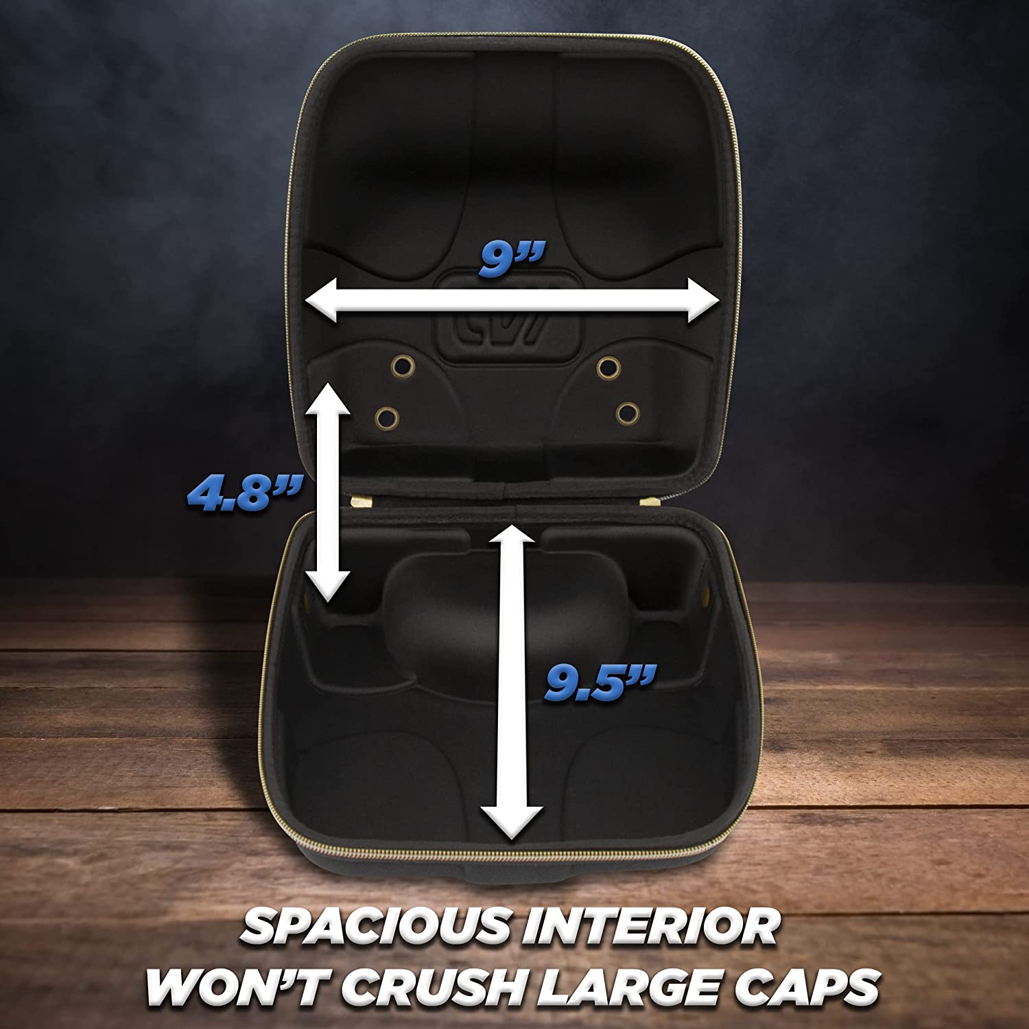 CASEMATIX Hard Shell Baseball Cap Travel Case - Holds 4 Hats with Carabiner & Handle - Portable Hat Storage Organizer for Travel, Sports, and Outdoor Adventures