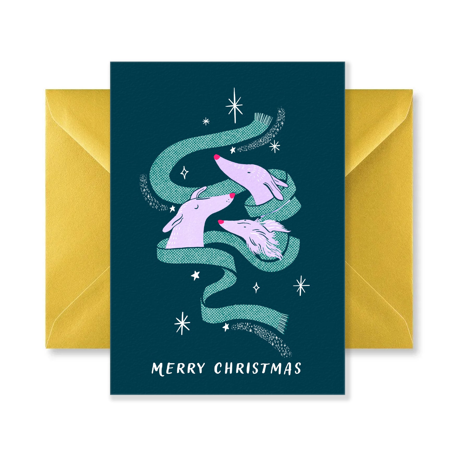 Bryony Moss Dog Scarf Greeting Card - Perfect for Pet Lovers, Birthday Gifts & Holiday Cards