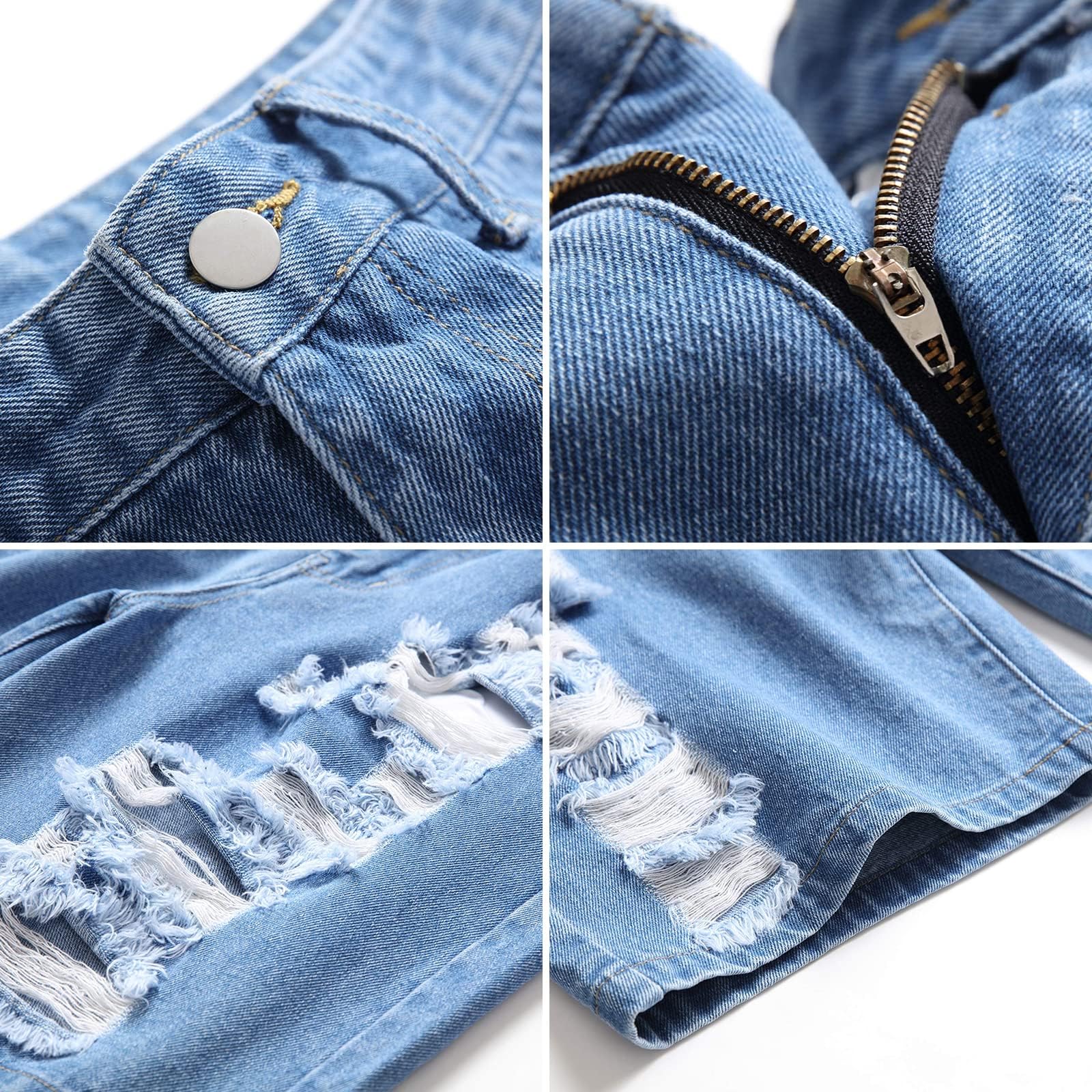 **Betusline Men's Distressed Ripped Denim Shorts - Classic Straight Fit Jean Shorts for Summer | Casual Wear, Beach Outings & Street Style**