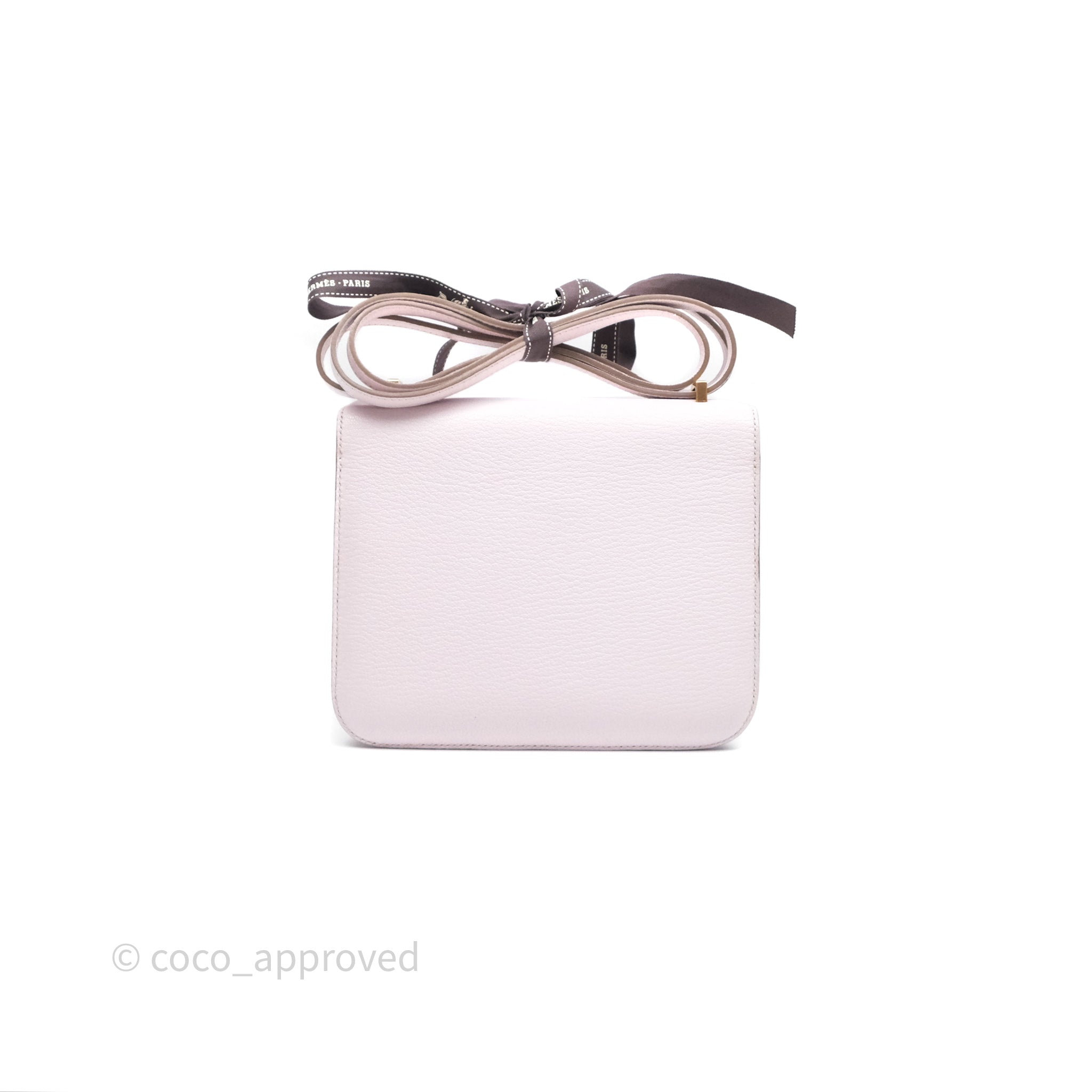 Hermès Constance Mini 18cm Bag in Mauve Pale Chevre Mysore Leather with Rose Gold Hardware - Luxury Crossbody Purse for Women, Perfect for Date Night & Special Occasions