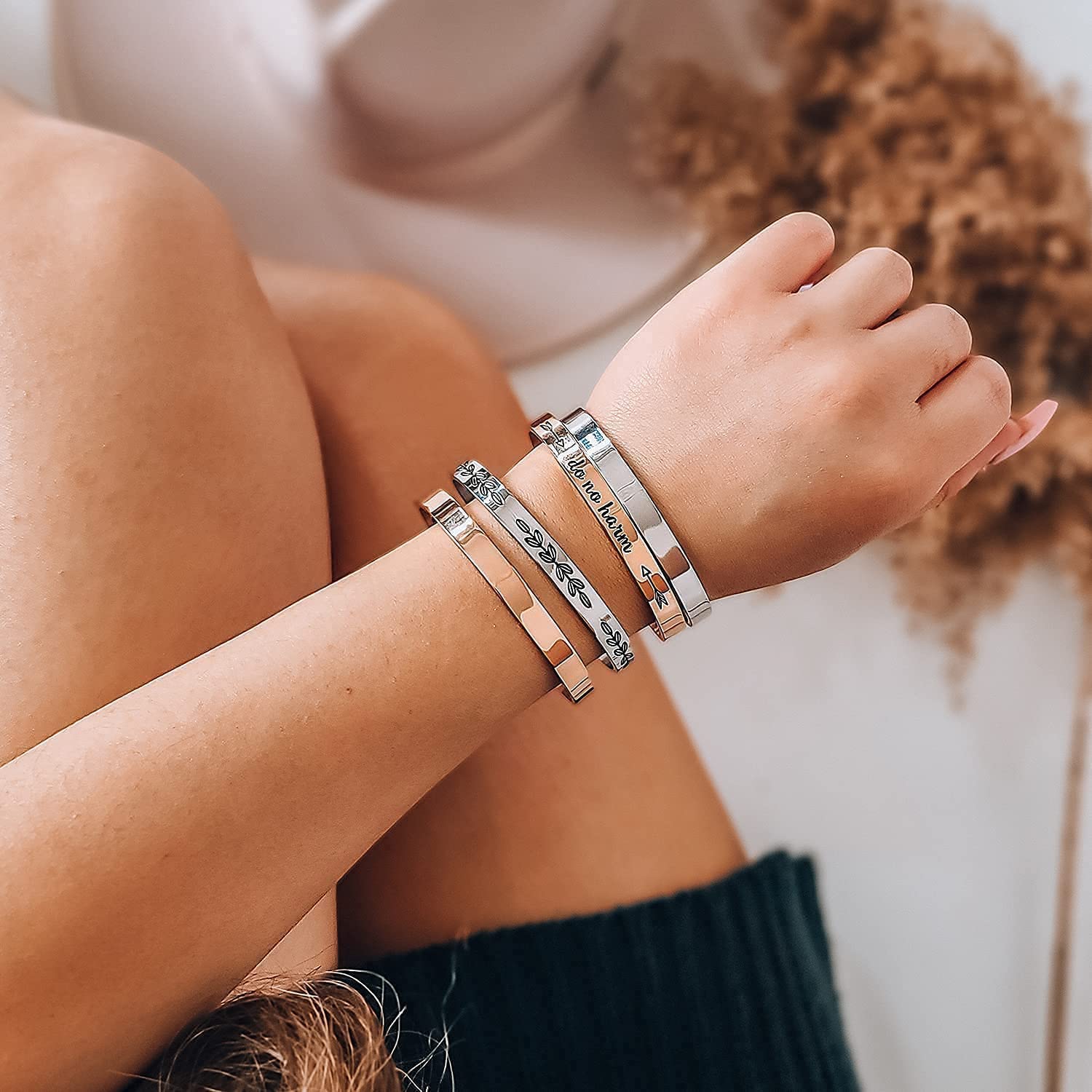 JoycuFF Stainless Steel Cuff Bracelet for Women - Elegant Bangle Gift for Mother, Mom, Wife - Perfect for Christmas, Birthday, Thanksgiving & Anniversary - Meaningful Year-Round Jewelry for Everyday Wear & Special Occasions