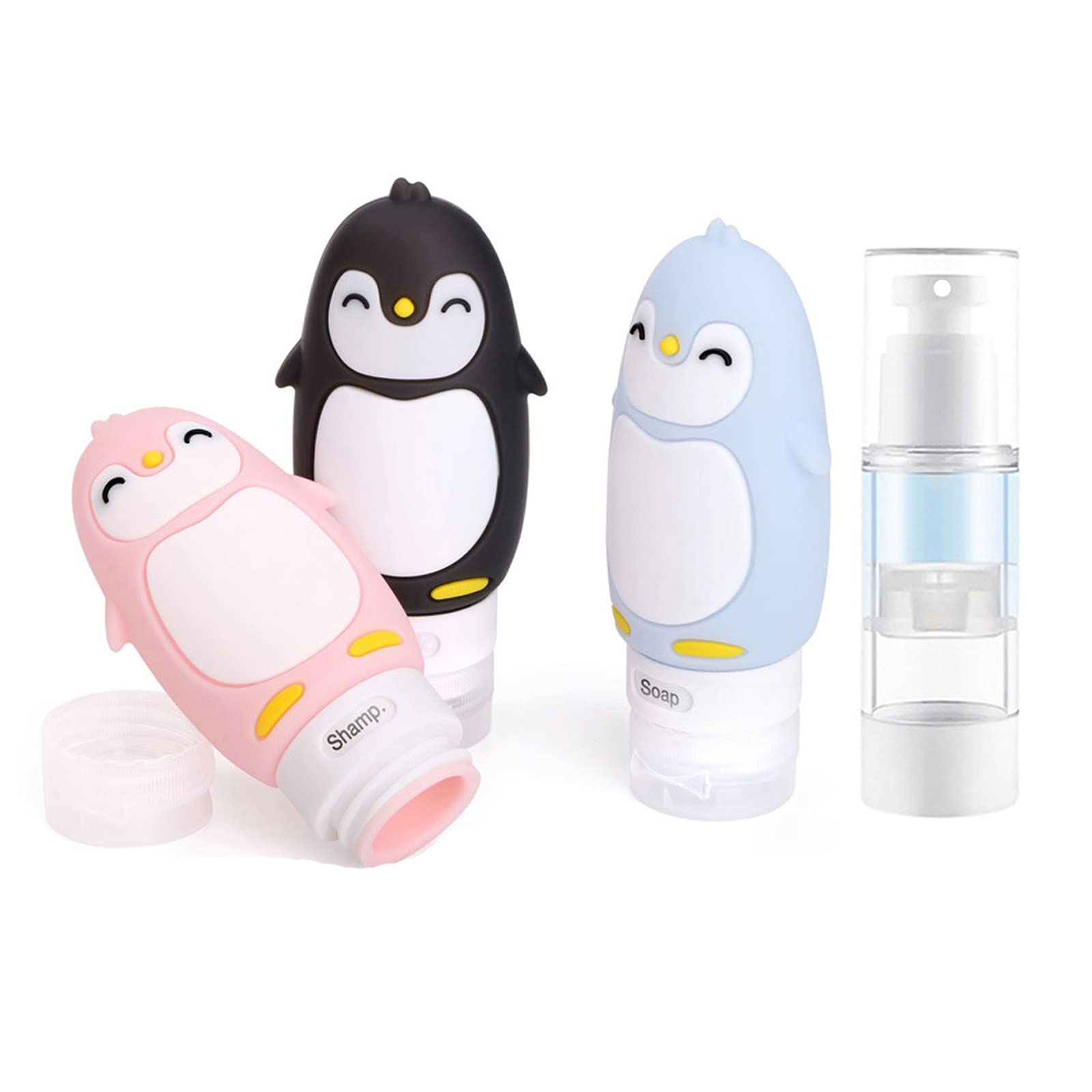 4 PCS Penguin-Shaped Travel Bottles Set - TSA Approved, BPA Free, Leak Proof Refillable Containers for Shampoo, Lotion & Soap | Perfect for Air Travel, Gym & Vacation Toiletries Organization