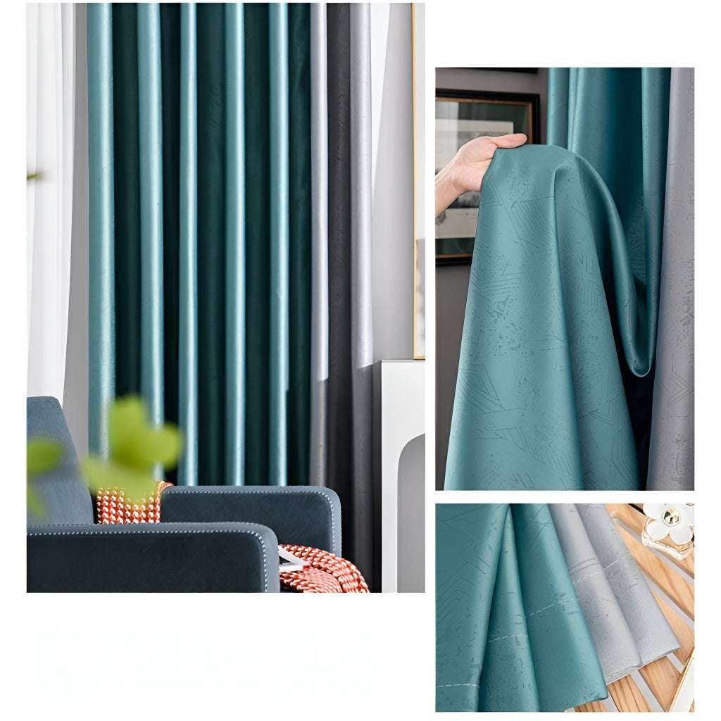Custom Daphne Color Blocking Thermal Blackout Curtains for Bedroom & Living Room - Energy Efficient & Noise Reducing Window Treatments