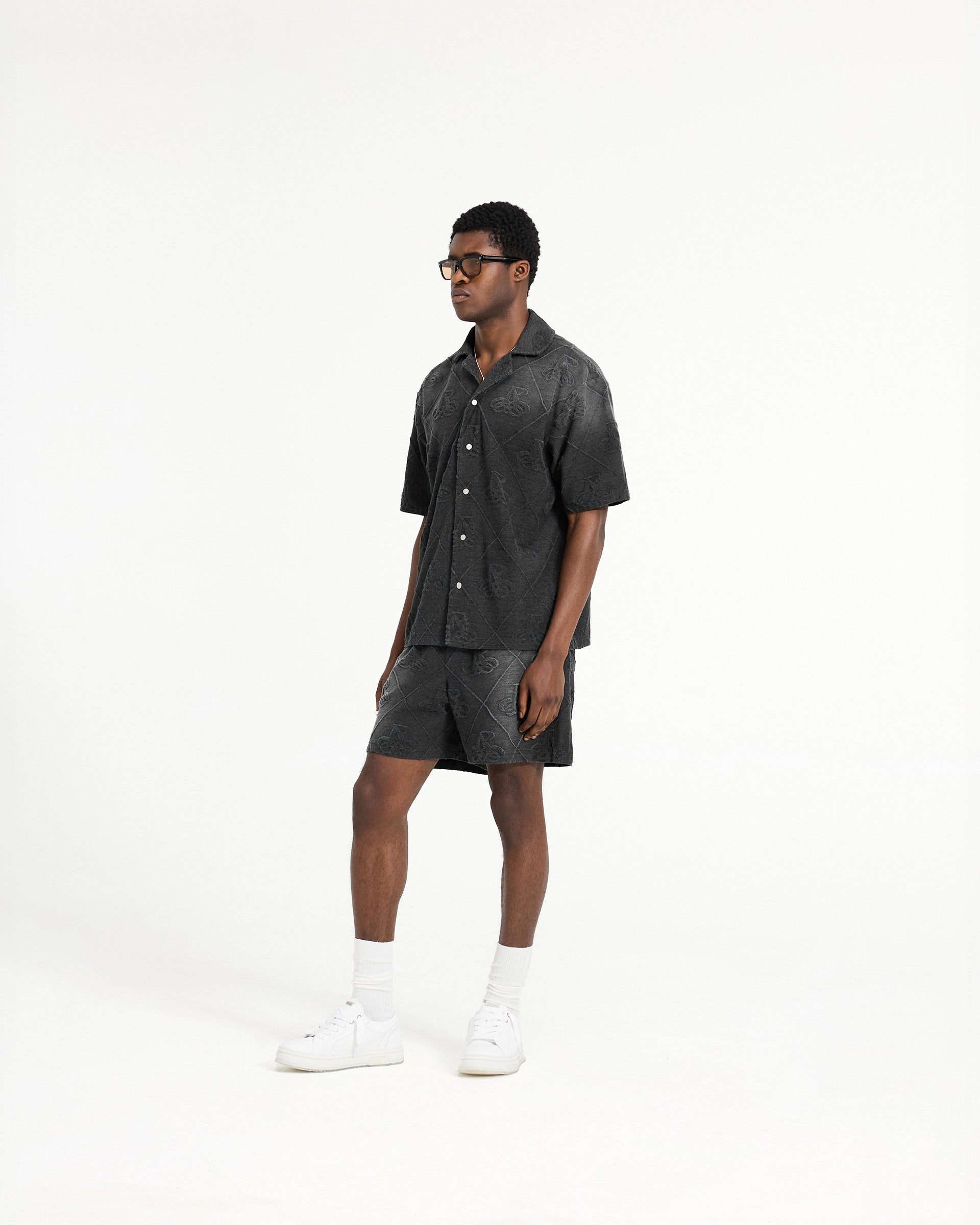Premium Men's Toweling Shirt - Soft & Breathable Jet Black Cotton - Perfect for Casual Wear, Loungewear & Summer Outfits