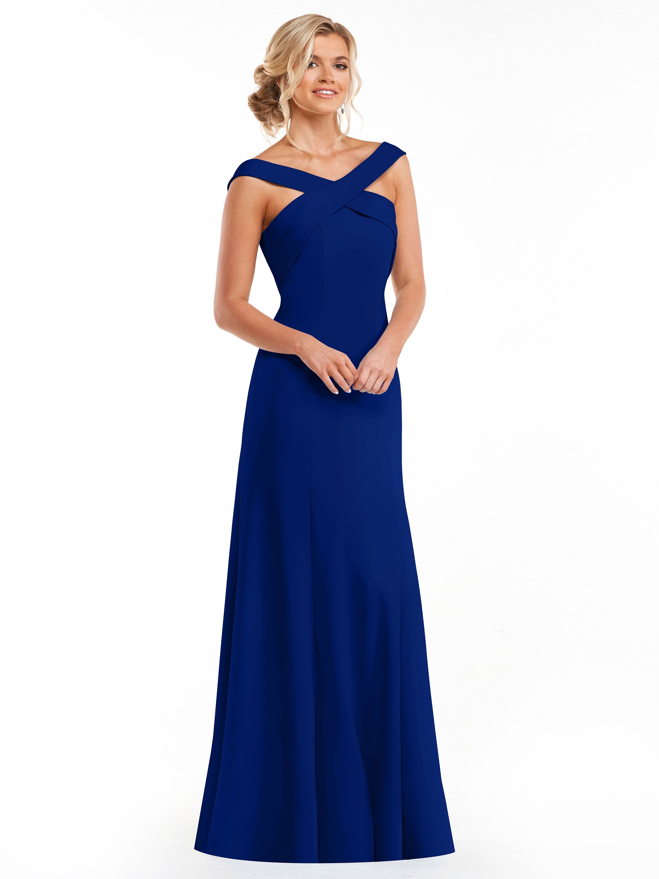 Elegant 83048 Double Knit A-Line Bridesmaid Dress with Off-the-Shoulder Sleeves - Perfect for Weddings, Formal Events & Special Occasions